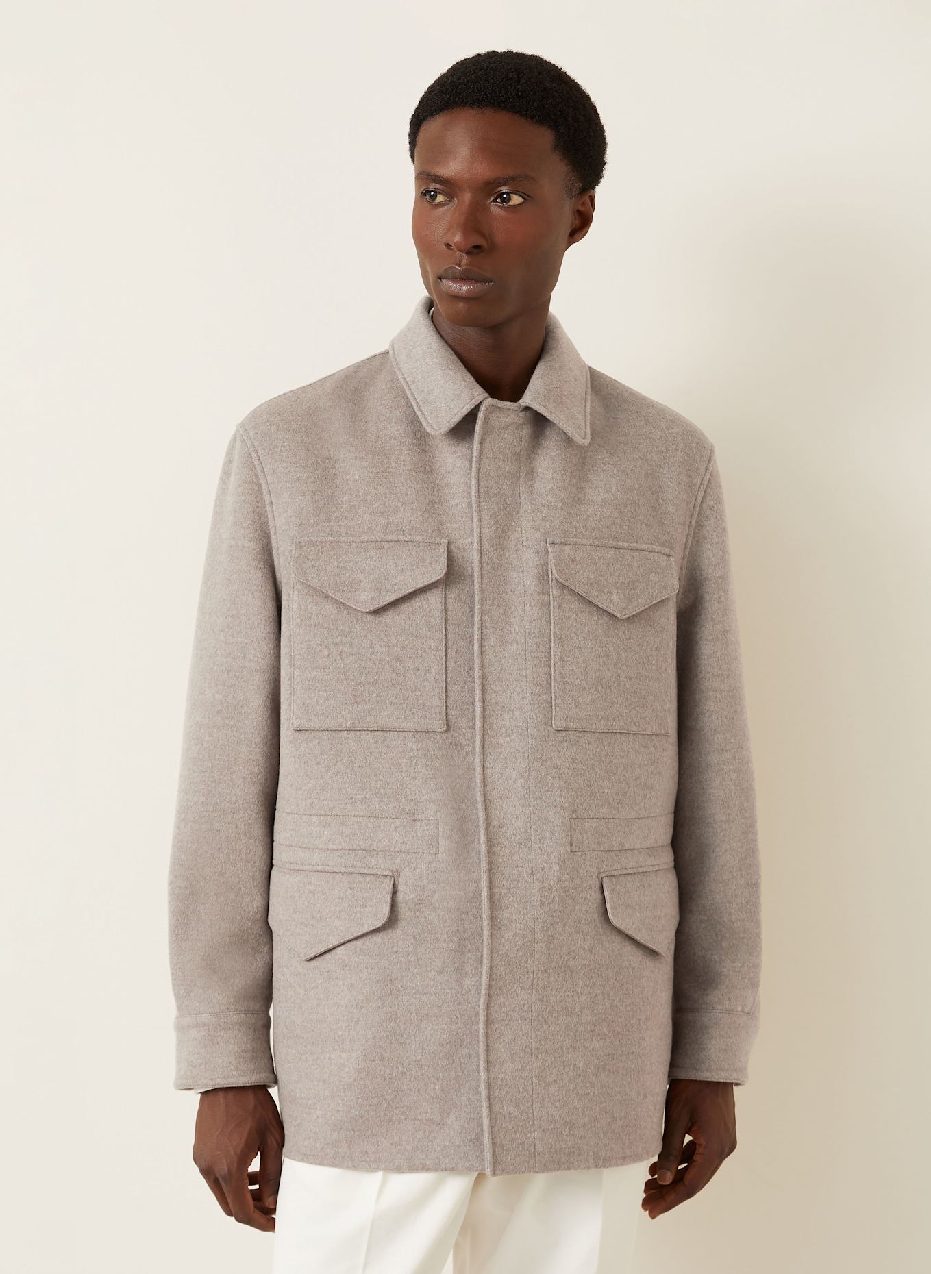 RALPH LAUREN PURPLE LABEL Fieldjacket mit Cashmere: TAUPE