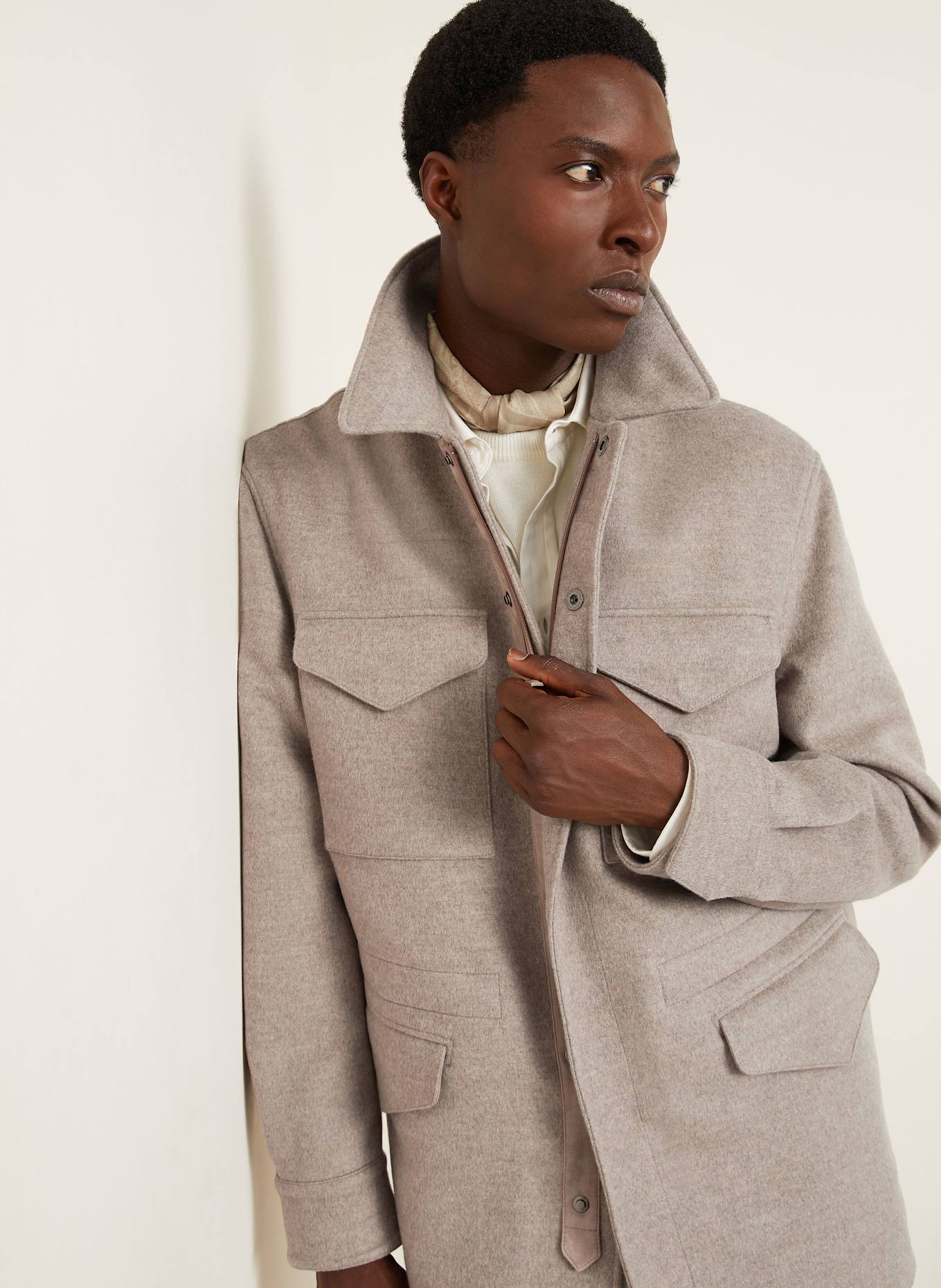 RALPH LAUREN PURPLE LABEL Fieldjacket mit Cashmere: TAUPE