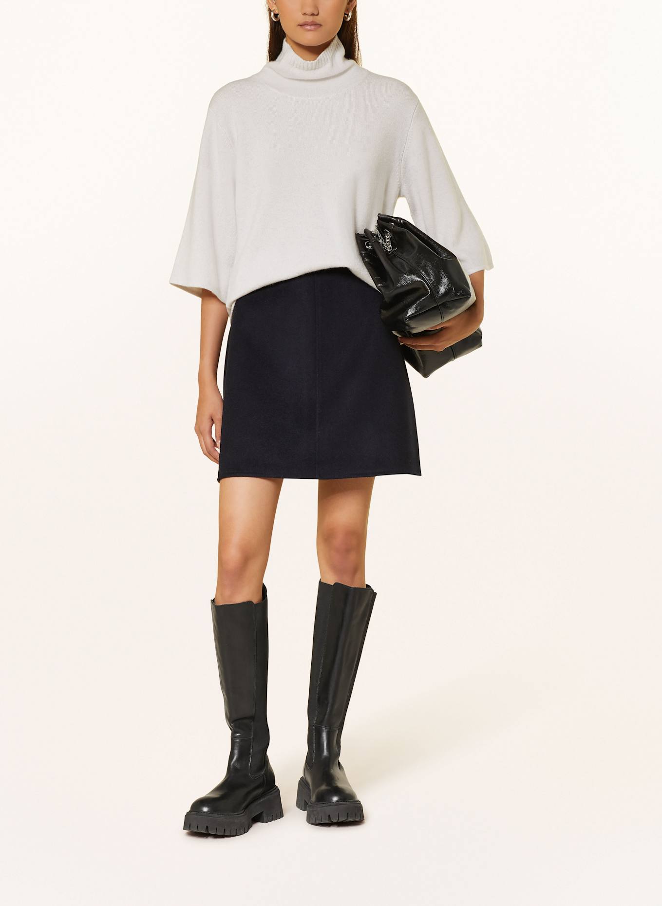 FTC CASHMERE Rollkragenpullover aus Cashmere mit 3/4-Arm: CREME