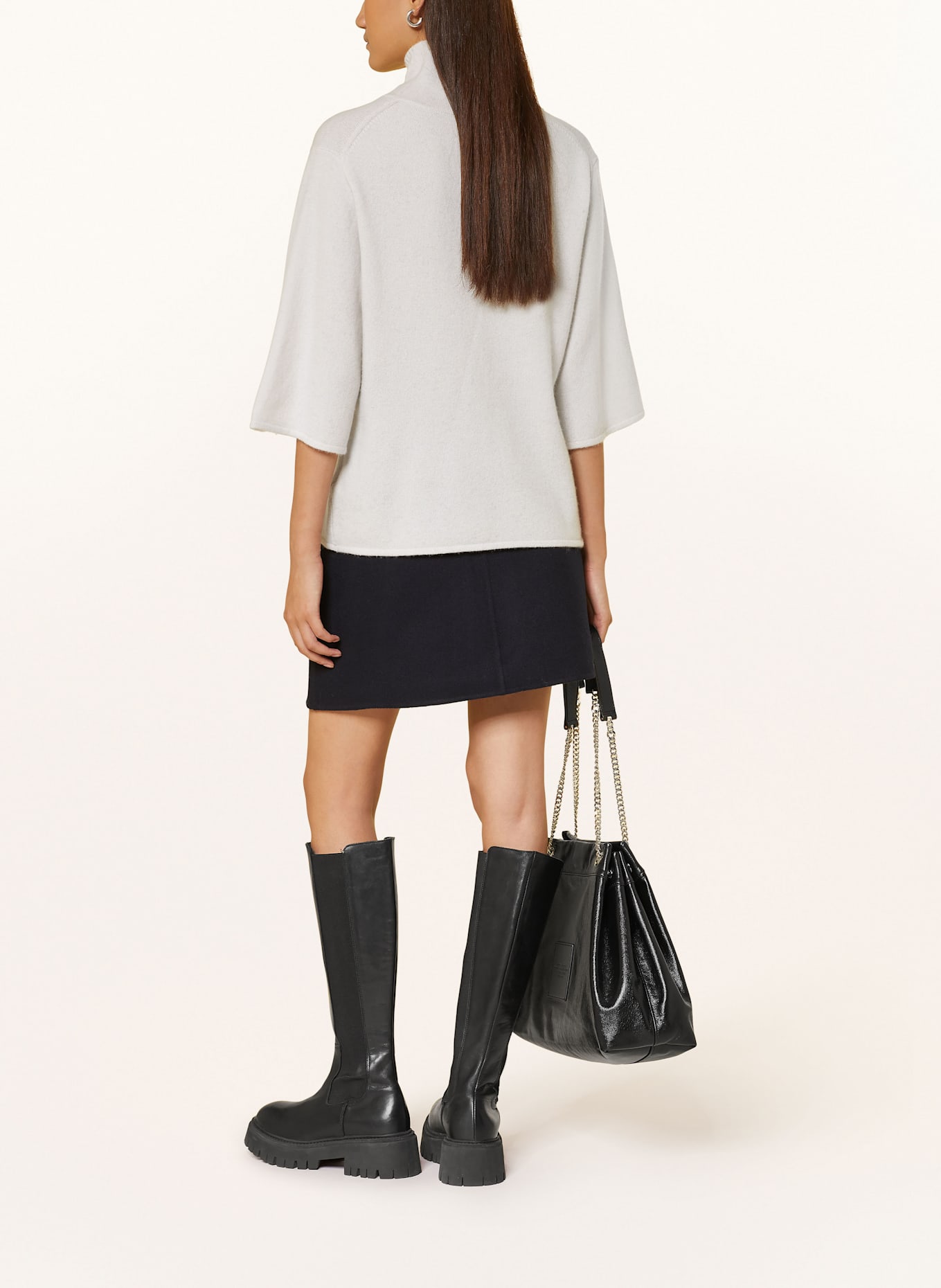 FTC CASHMERE Rollkragenpullover aus Cashmere mit 3/4-Arm: CREME