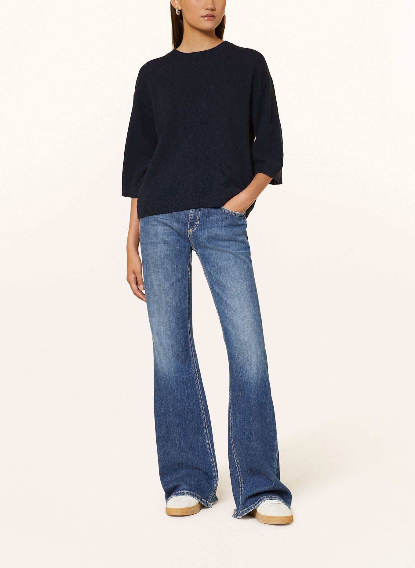 FTC CASHMERE Cashmere-Pullover mit 3/4-Arm: 685 midnight