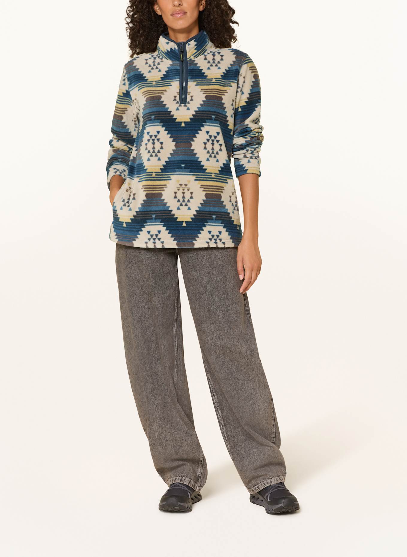 me°ru' Fleece-Troyer MAIA: BLAU / CREME