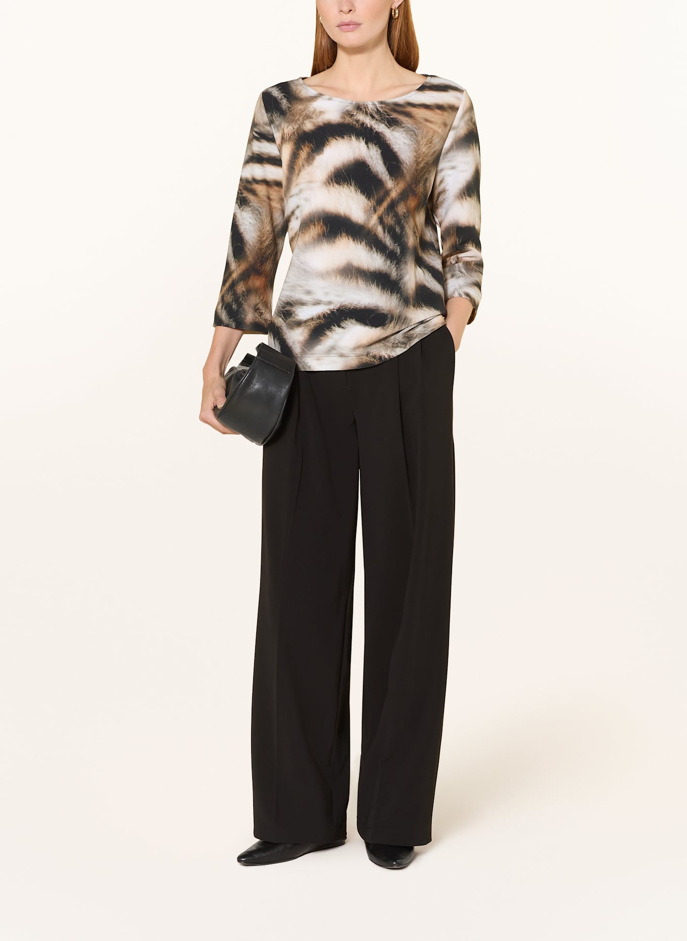 ZAÍDA Shirt mit 3/4-Arm: CREME / SCHWARZ