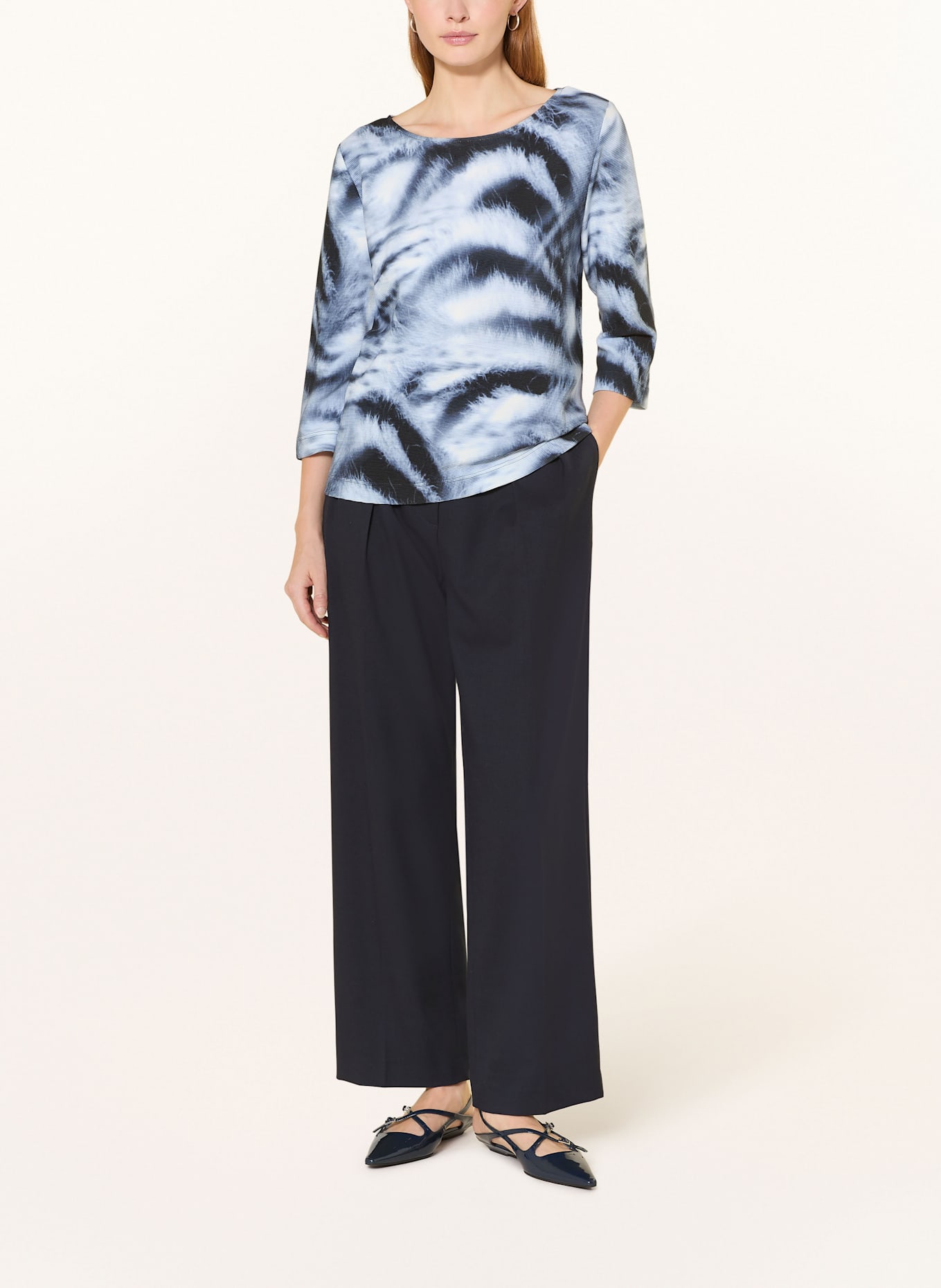 ZAÍDA Shirt mit 3/4-Arm: DUNKELBLAU / HELLBLAU