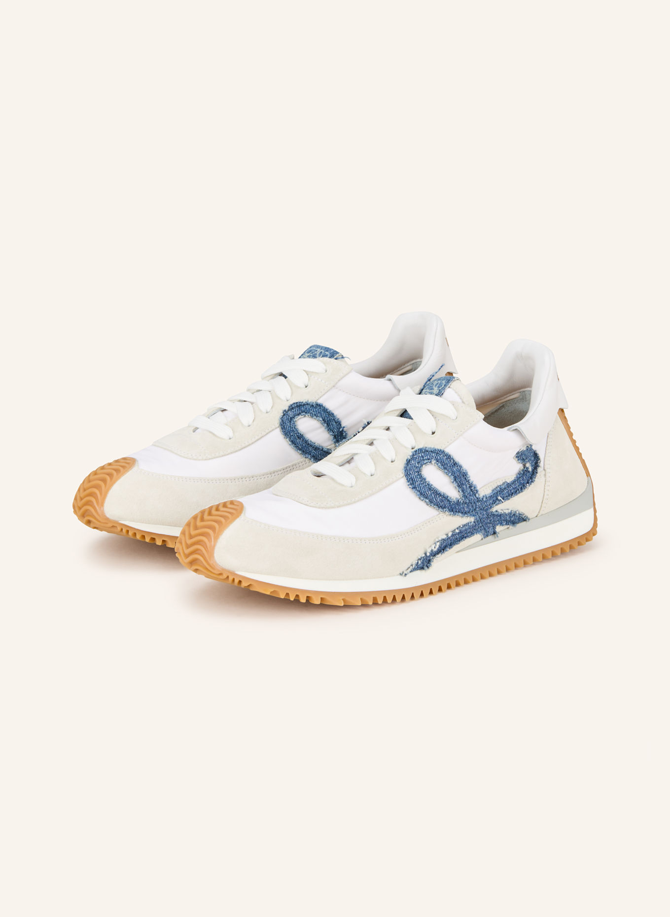 LOEWE Sneaker FLOW RUNNER 2.0: CREME / WEISS / BLAU