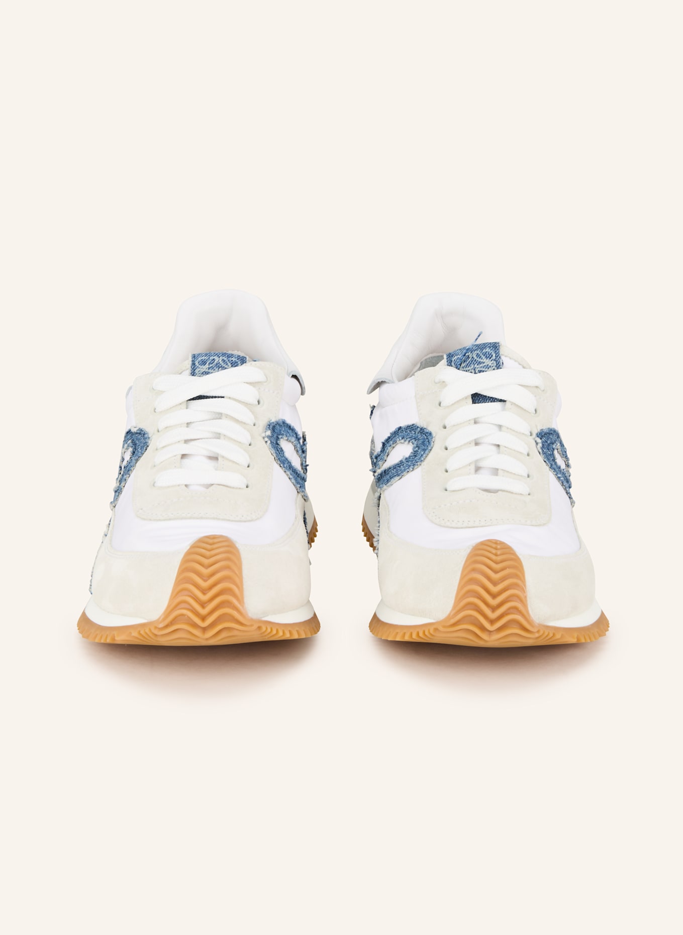 LOEWE Sneaker FLOW RUNNER 2.0: CREME / WEISS / BLAU