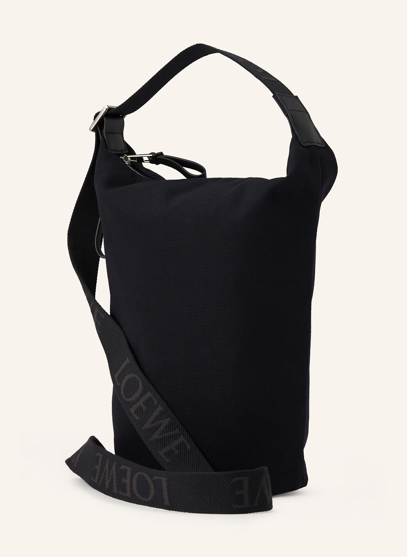 LOEWE Umhängetasche FLEX LOOP SMALL: SCHWARZ / COGNAC