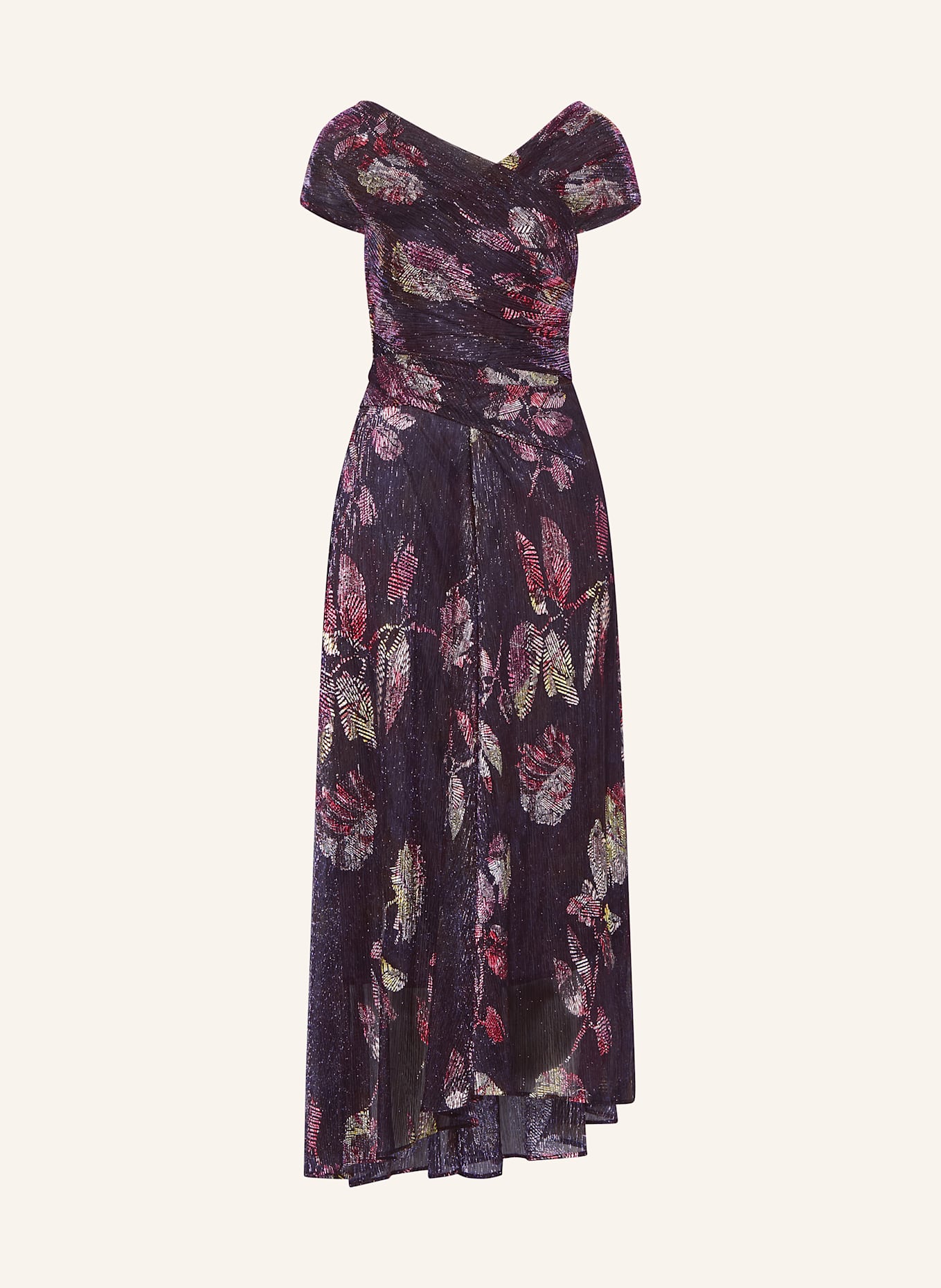 TALBOT RUNHOF Cocktail dress with glitter thread: FUCHSIA / DARK PURPLE / GOLD