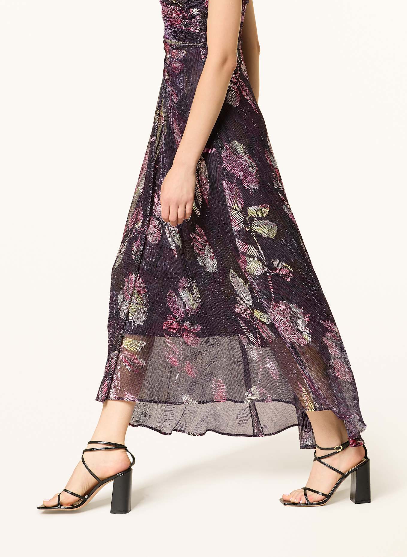 TALBOT RUNHOF Cocktail dress with glitter thread: FUCHSIA / DARK PURPLE / GOLD