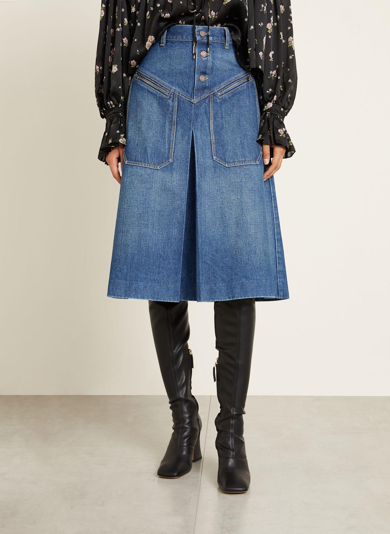 スカート CHLOE SKIRTS HAZY BLUE Chloé Knee Length Skirt In Denim | Chloé US