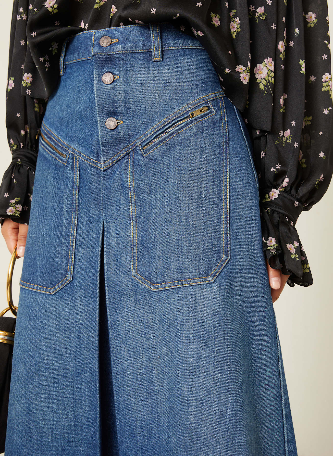 スカート CHLOE SKIRTS HAZY BLUE Chloé Knee Length Skirt In Denim | Chloé US