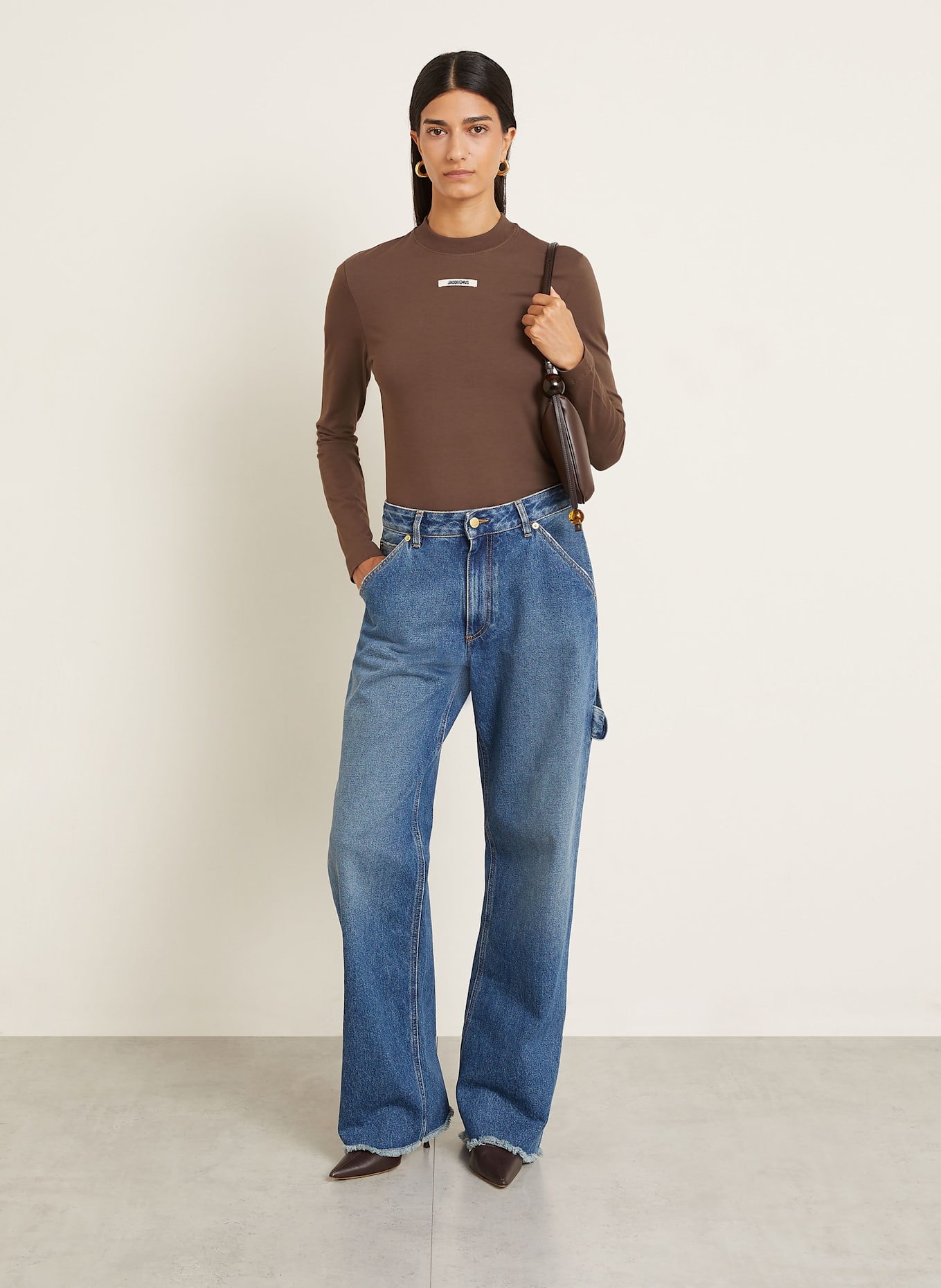 JACQUEMUS Longsleeve LE TSHIRT GROS GRAIN: BRAUN