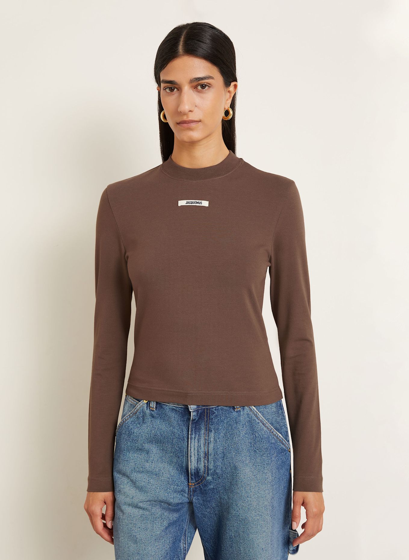 JACQUEMUS Longsleeve LE TSHIRT GROS GRAIN: BRAUN