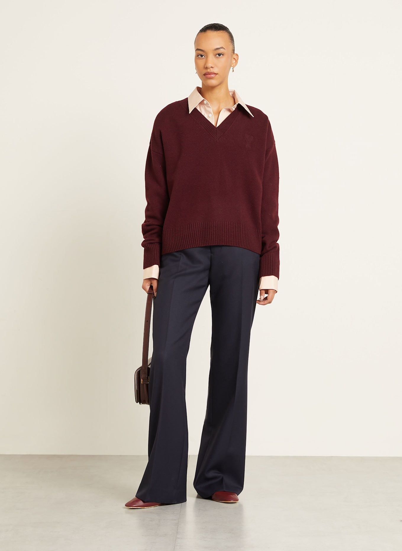 AMI PARIS Sweter MATIS: CIEMNOCZERWONY