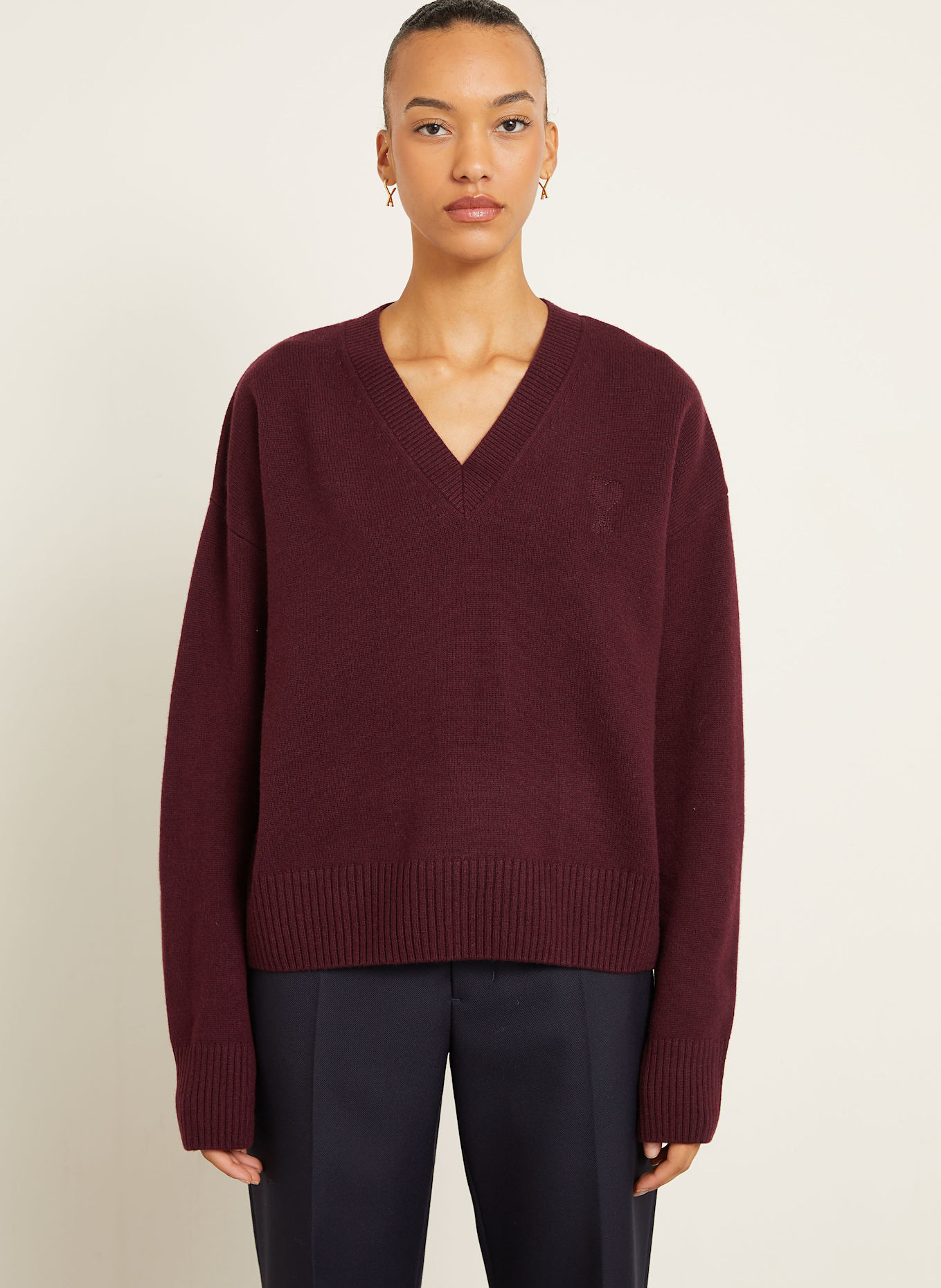 AMI PARIS Sweter MATIS: CIEMNOCZERWONY