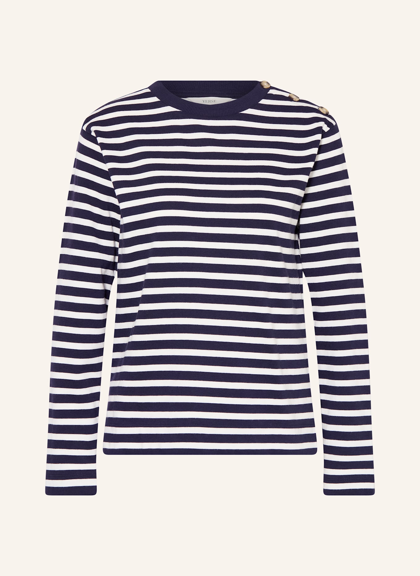 YERSE Longsleeve PALOMA: DUNKELBLAU / WEISS