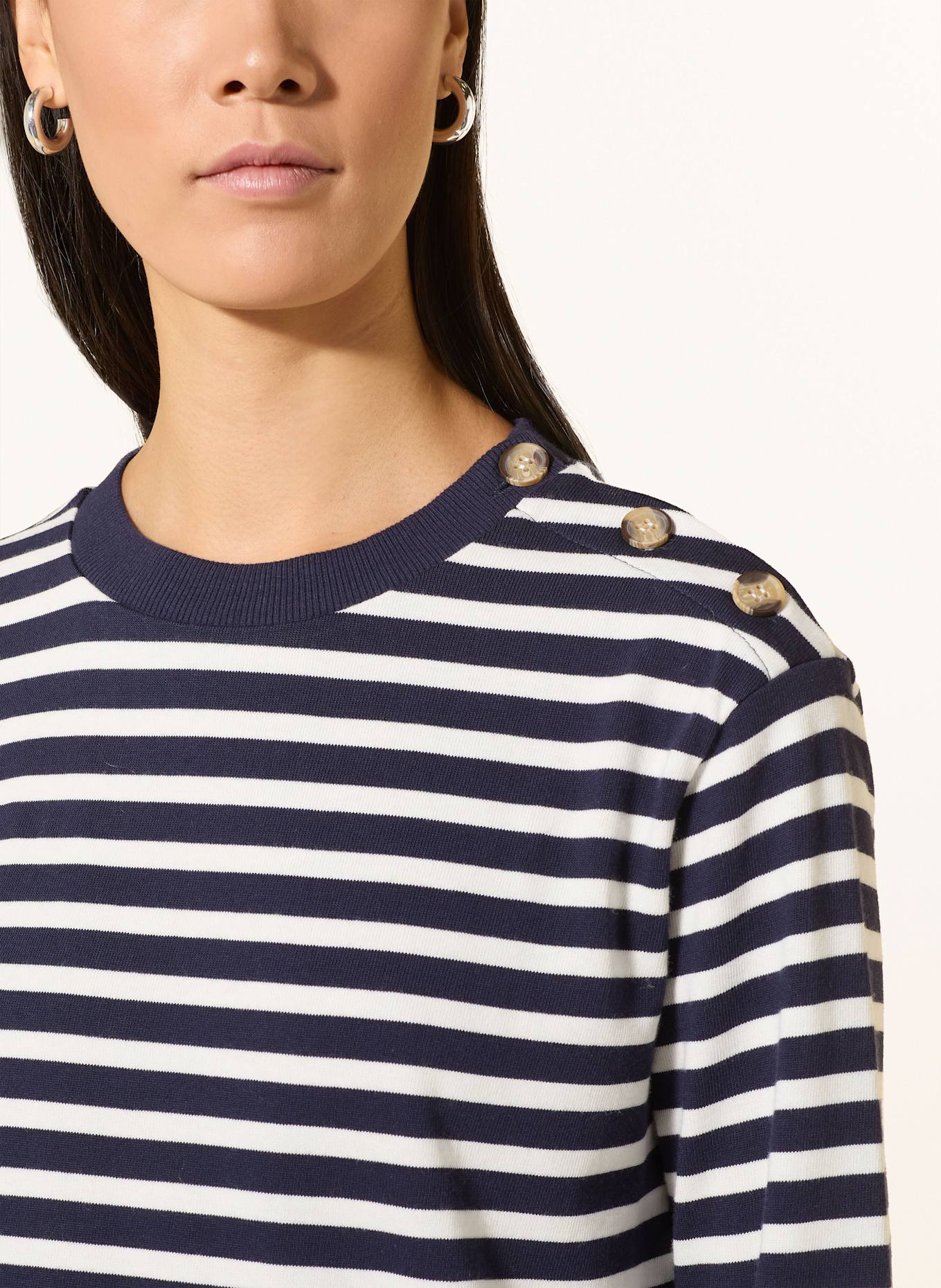 YERSE Longsleeve PALOMA: DUNKELBLAU / WEISS