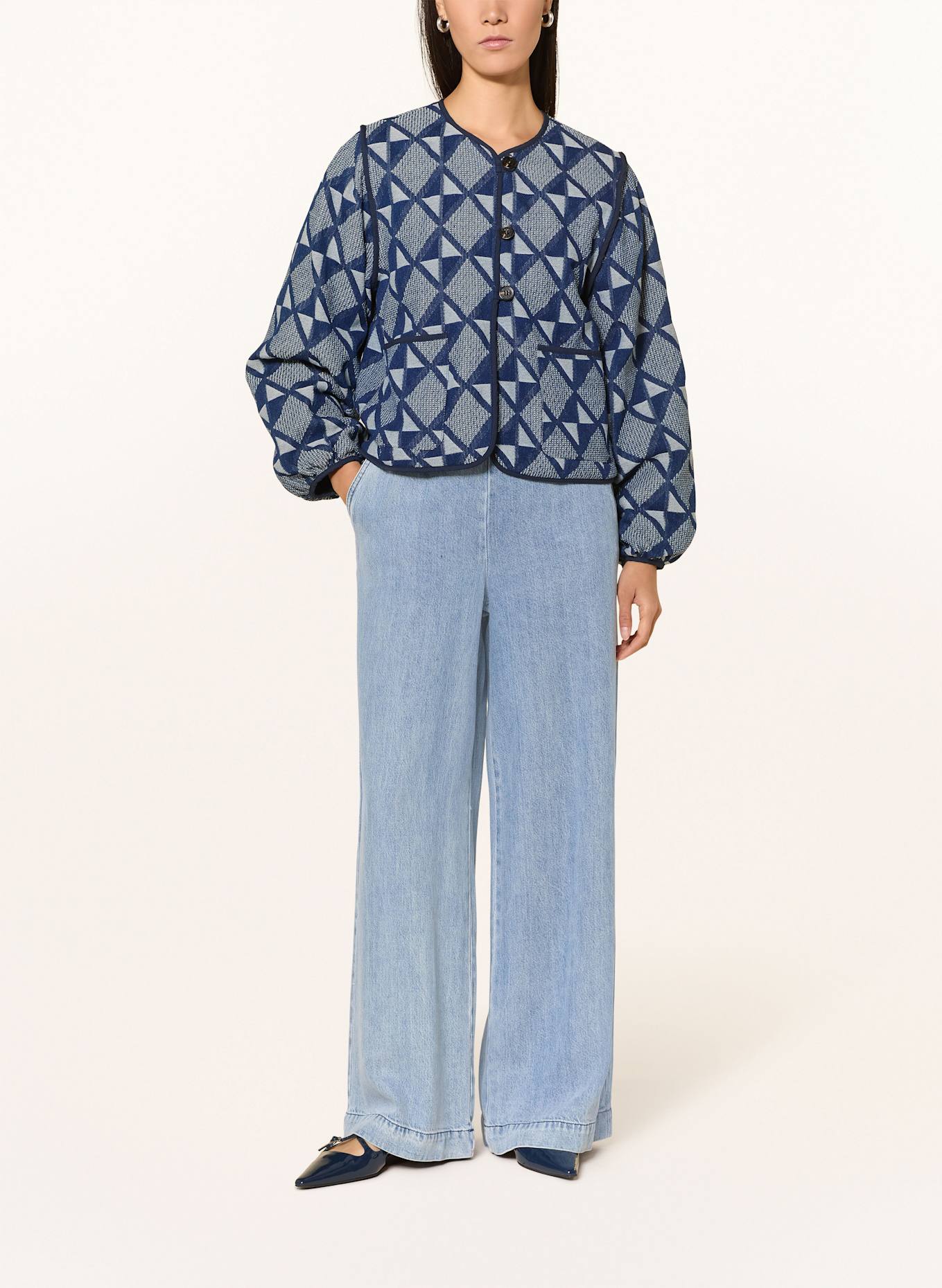 YERSE Cabanjacke ROMY: BLAU / ECRU