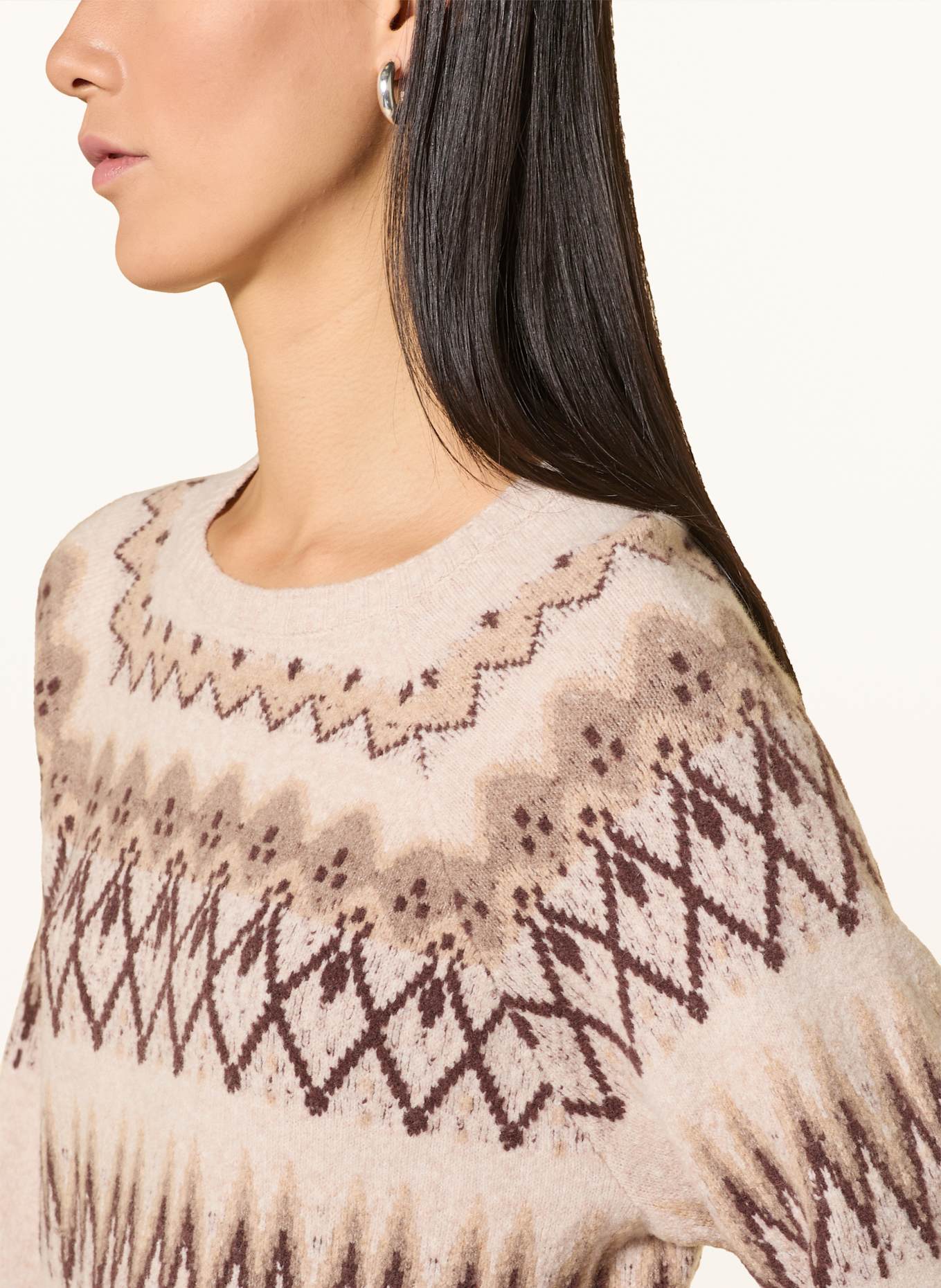 YERSE Pullover NUNA: BEIGE / DUNKELBRAUN