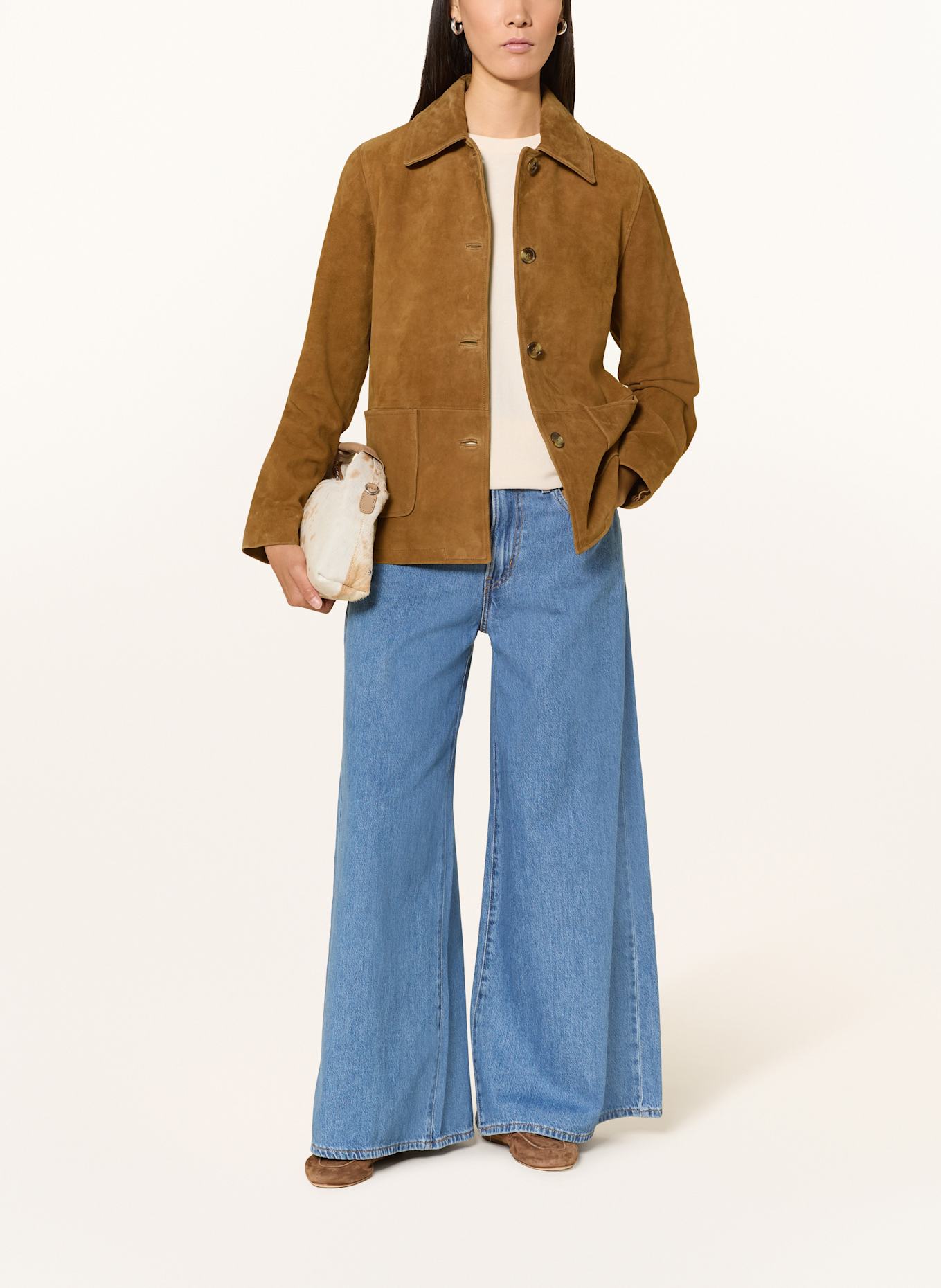 YERSE Lederjacke SUEDE43: COGNAC