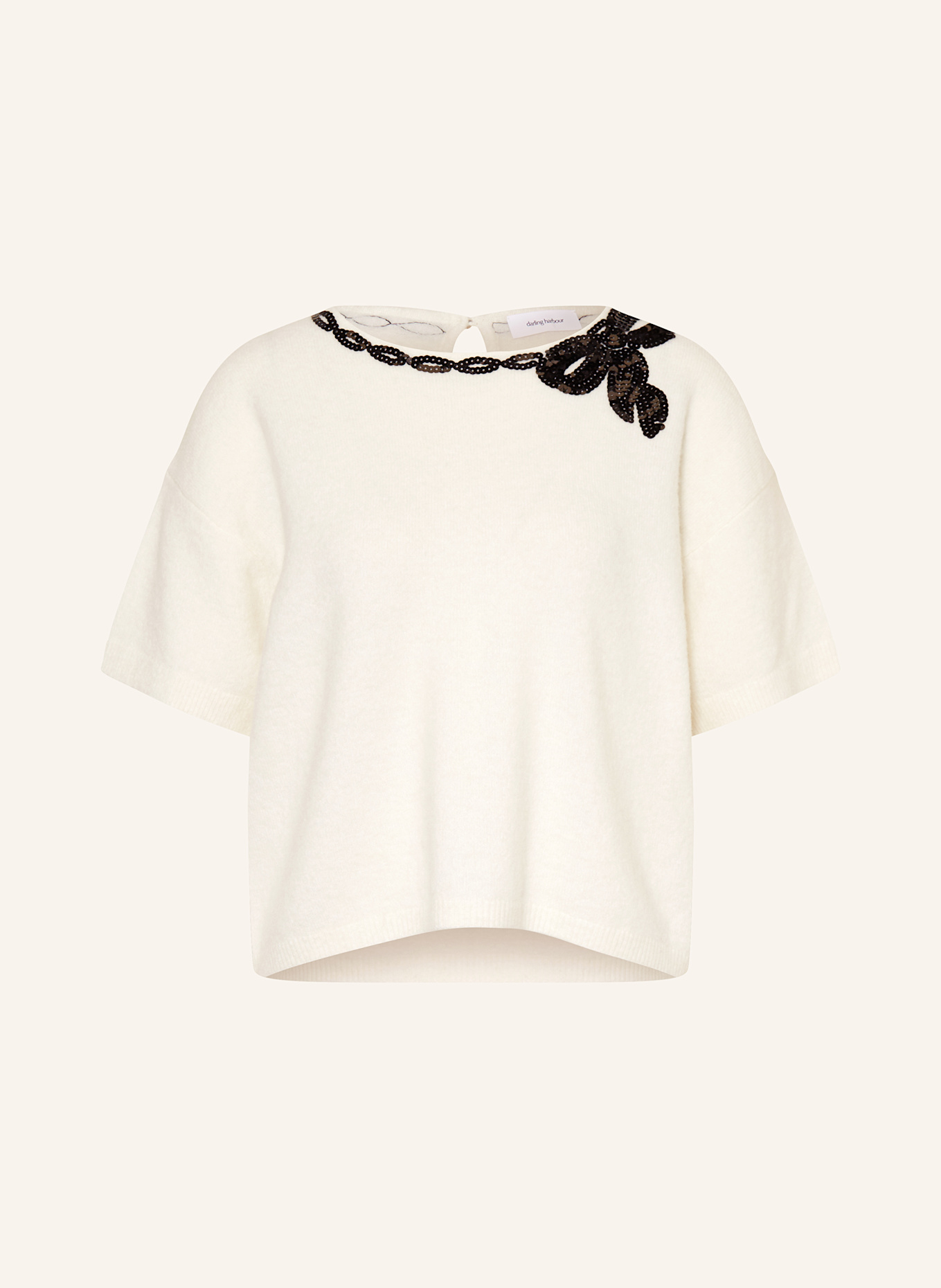 darling harbour Strickshirt mit Pailletten: OFFWHITE