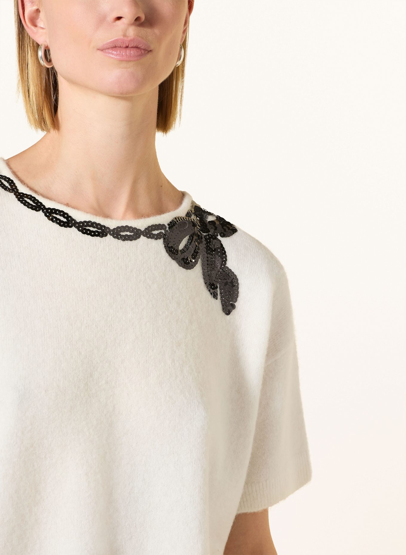 darling harbour Strickshirt mit Pailletten: OFFWHITE