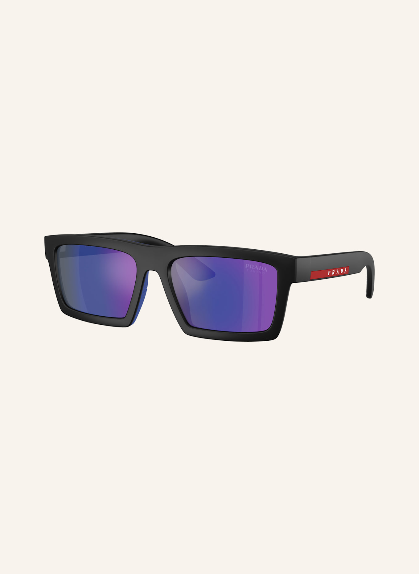 PRADA LINEA ROSSA Sonnenbrille PS A07S: 1BO05U - SCHWARZ/ DUNKELBLAU VERSPIEGELT