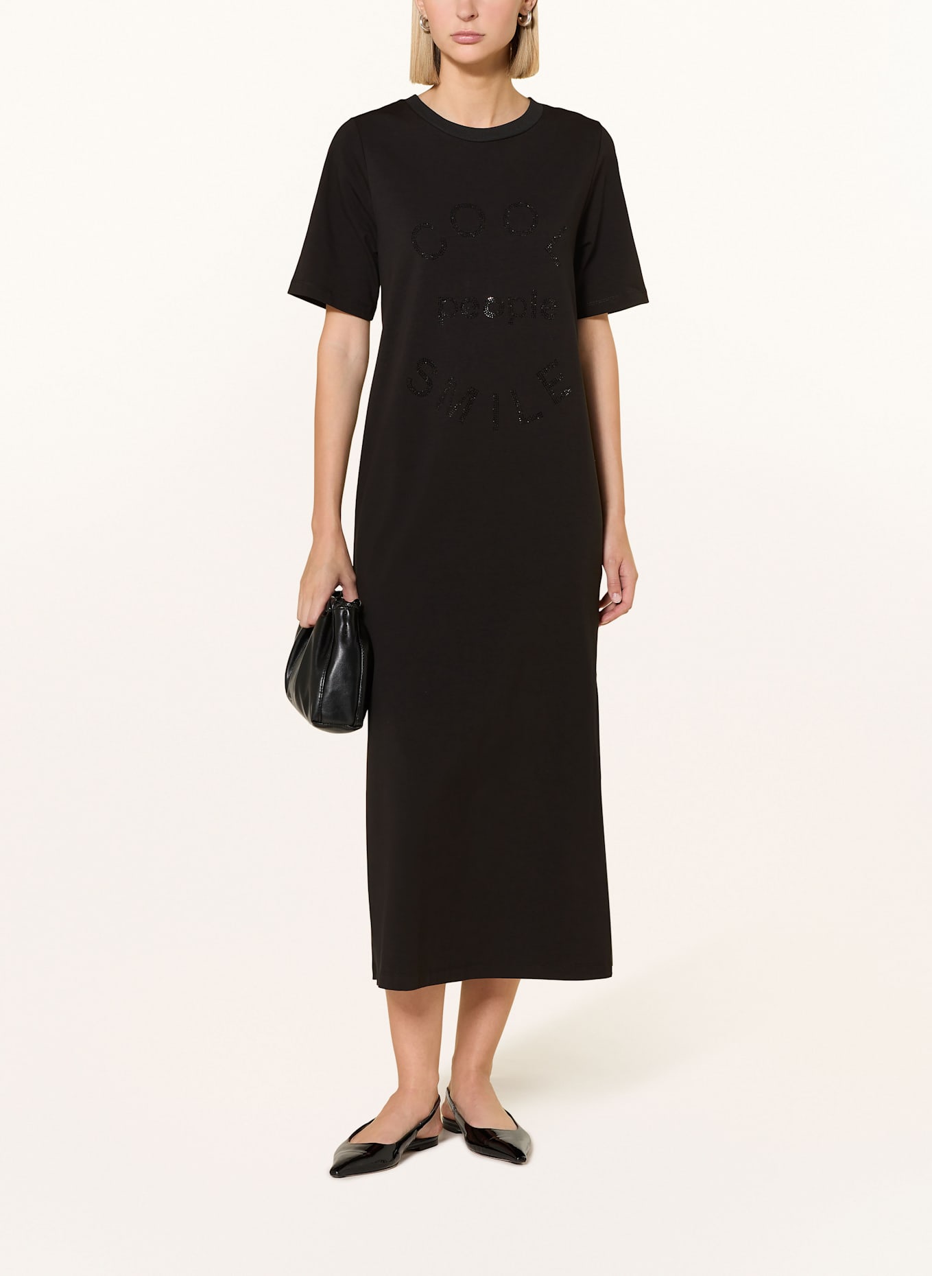 miss goodlife Jerseykleid mit Schmucksteinen: SCHWARZ