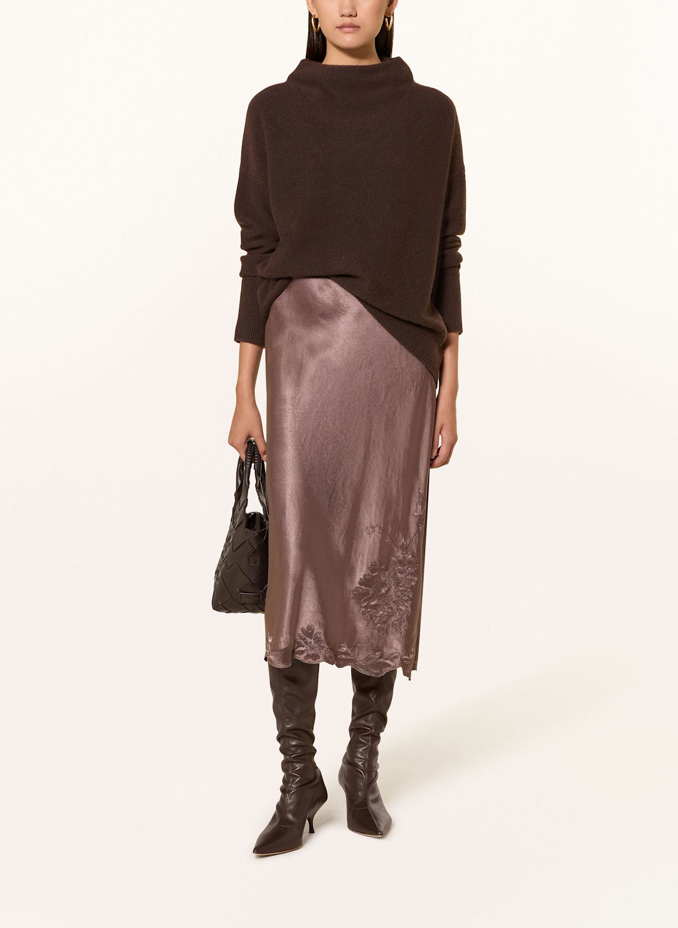 VINCE Satinrock: DUNKELBRAUN