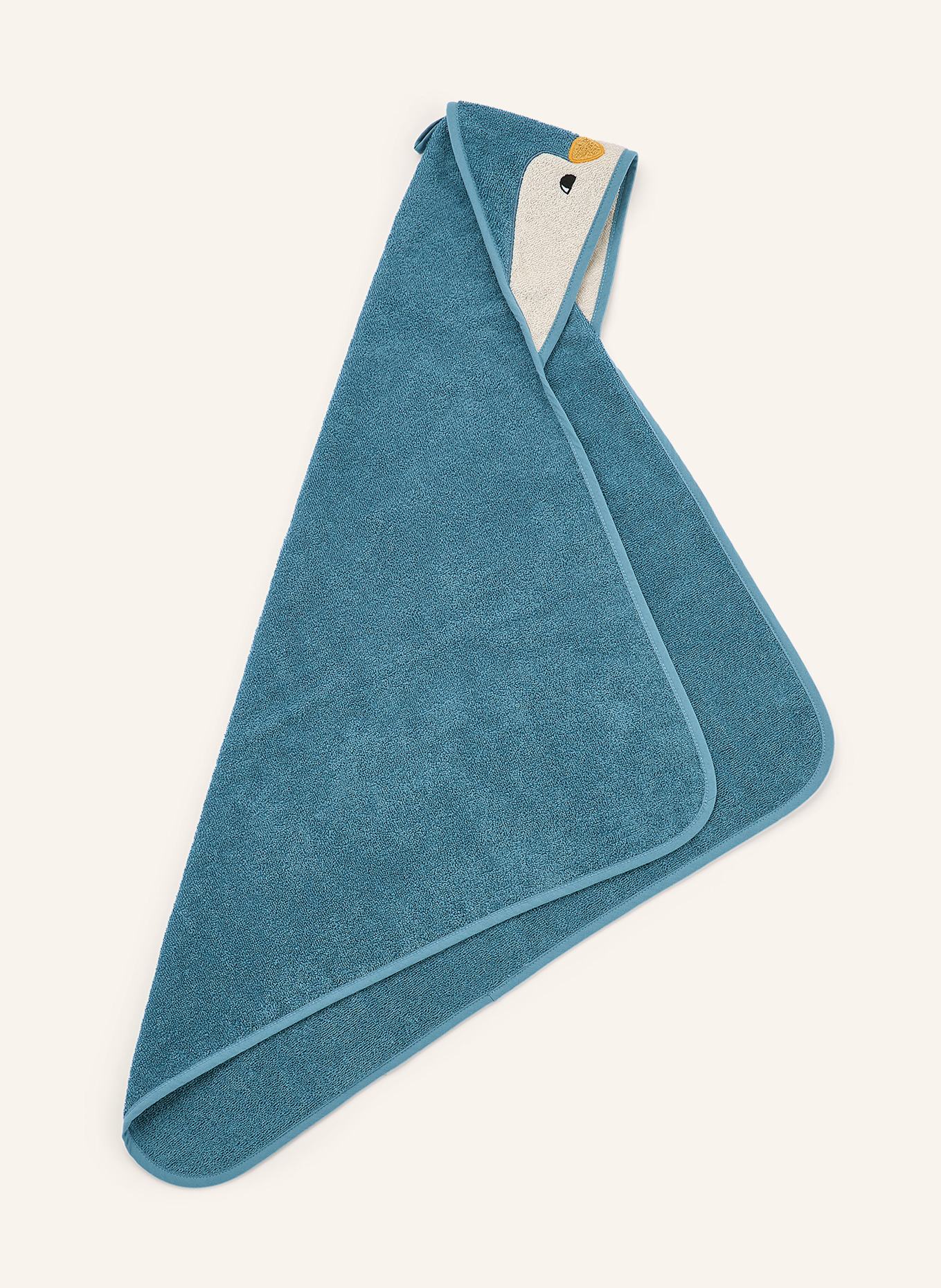 LIEWOOD Kapuzenhandtuch ALBERT PENGUIN: BLAU