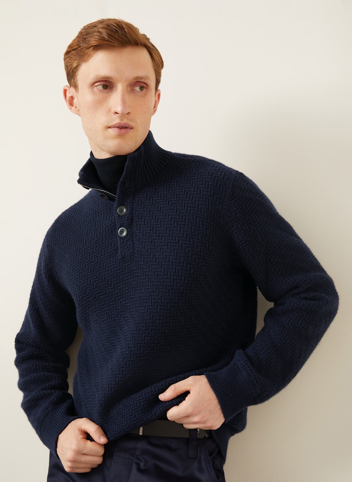 GIORGIO ARMANI Cashmere-Troyer: DUNKELBLAU