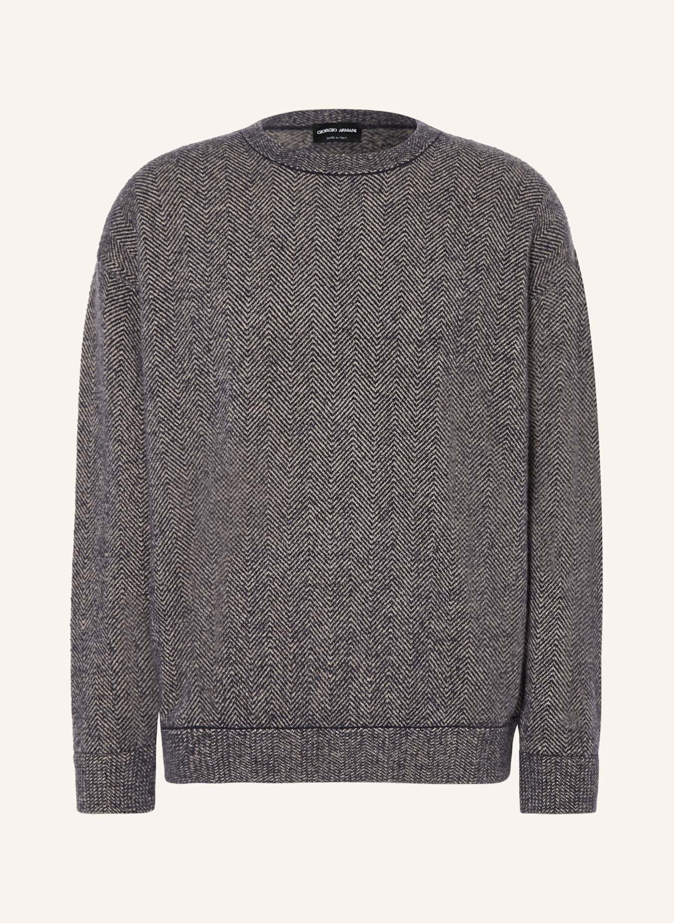 GIORGIO ARMANI Sweter z wielbłądzią sierścią: GRANATOWY/ BEŻOWY
