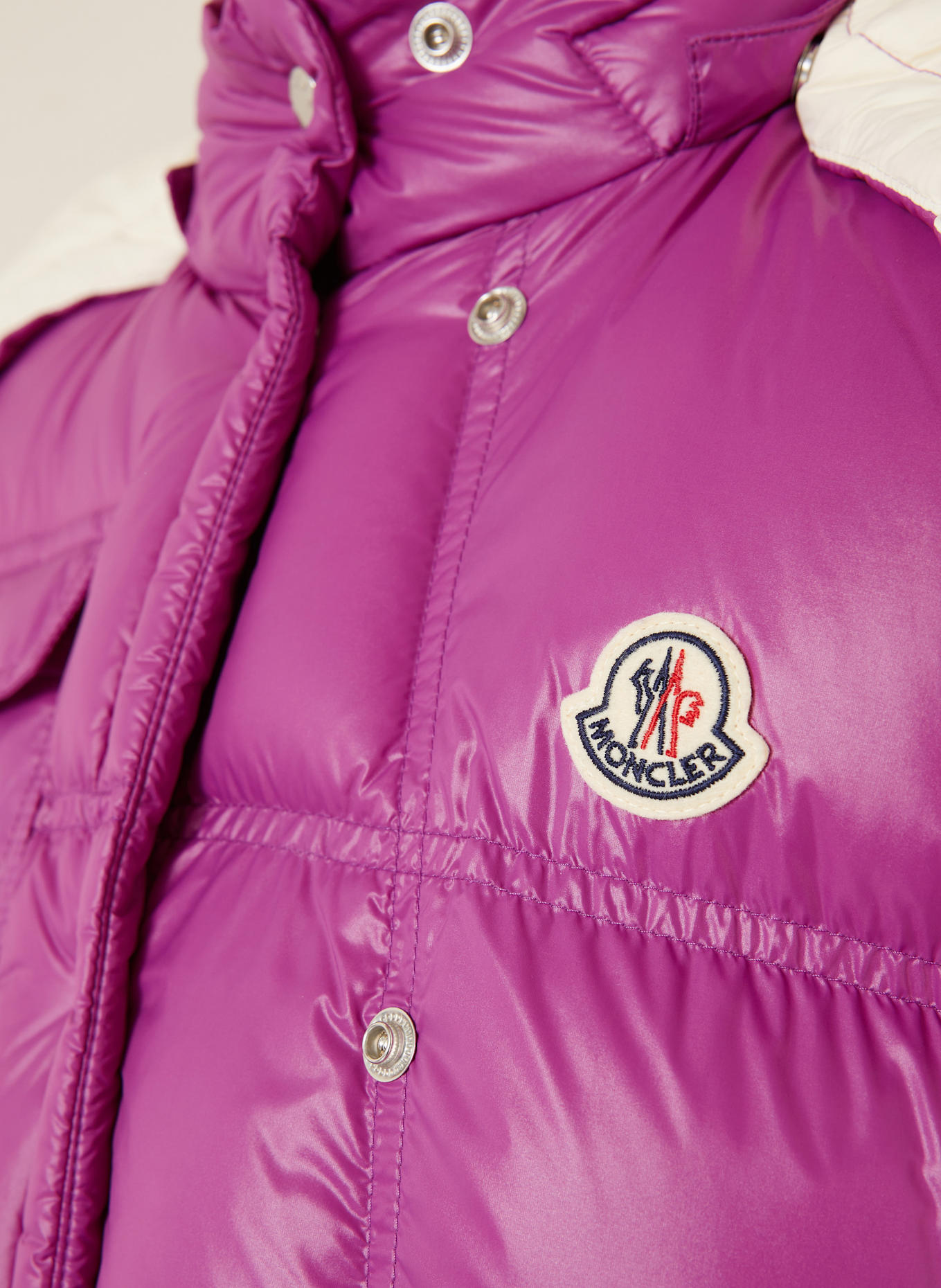 MONCLER Daunenweste mit abnehmbarer Kapuze: FUCHSIA