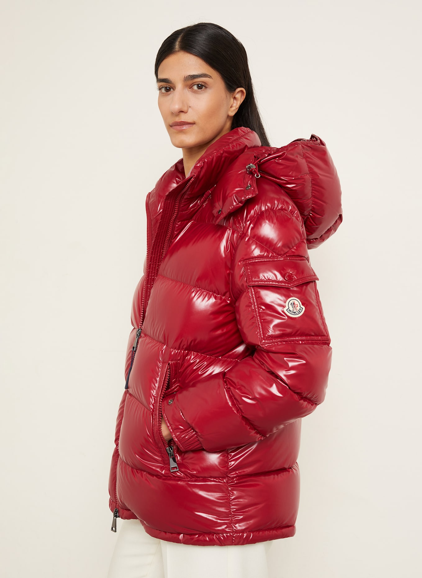 MONCLER Daunenjacke MAIRE mit abnehmbarer Kapuze: DUNKELROT