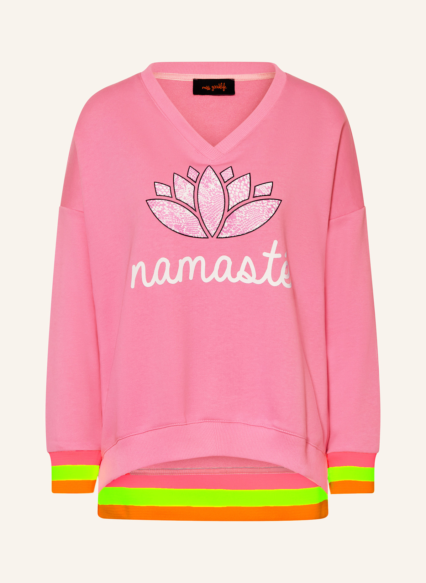 miss goodlife Sweatshirt: ROSA/ WEISS/ NEONORANGE