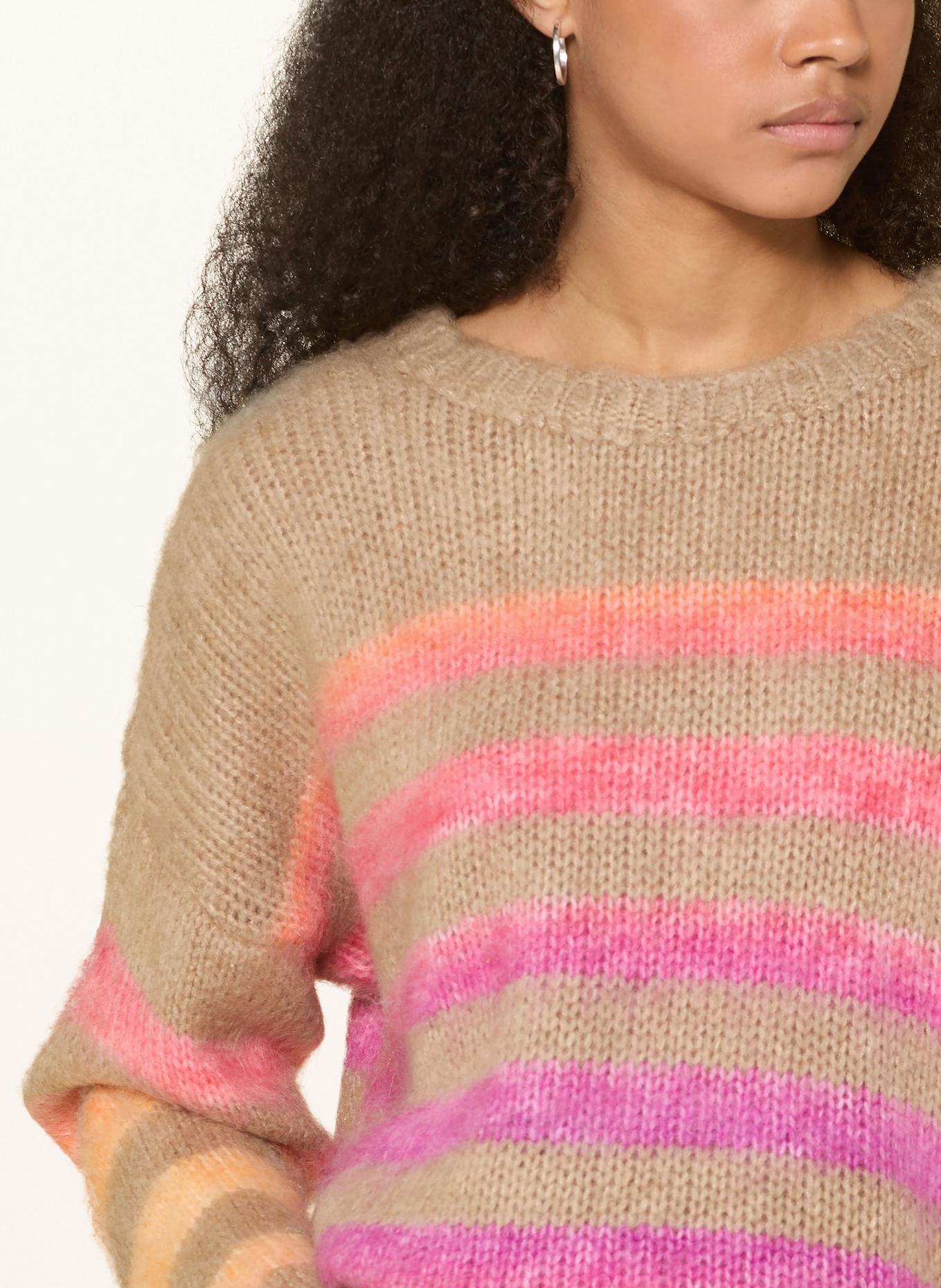 miss goodlife Oversized-Pullover mit Alpaka: HELLBRAUN / LILA / ROSA