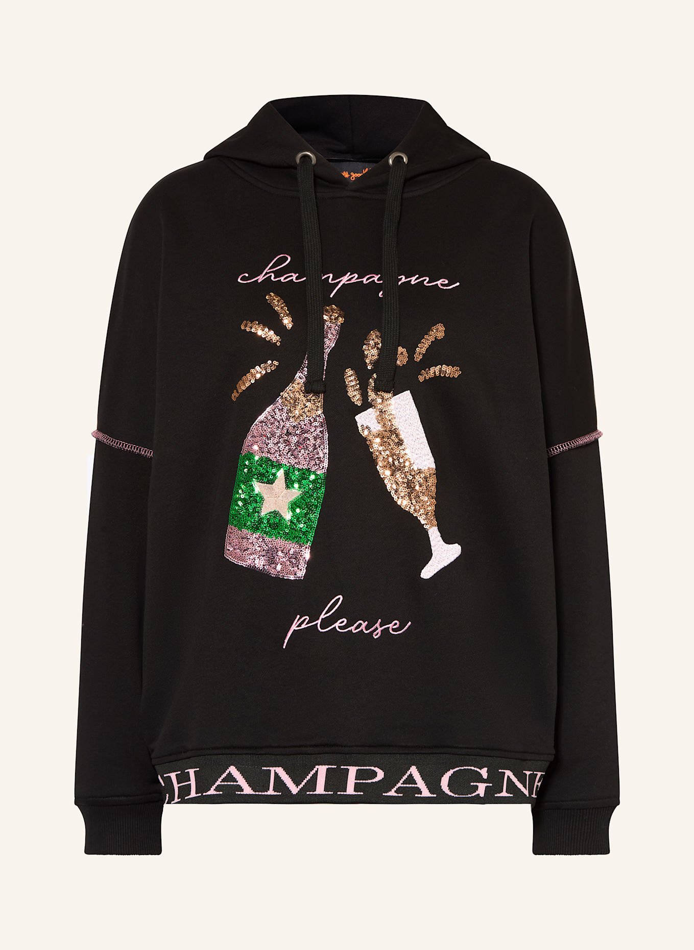 miss goodlife Hoodie mit Pailletten: SCHWARZ