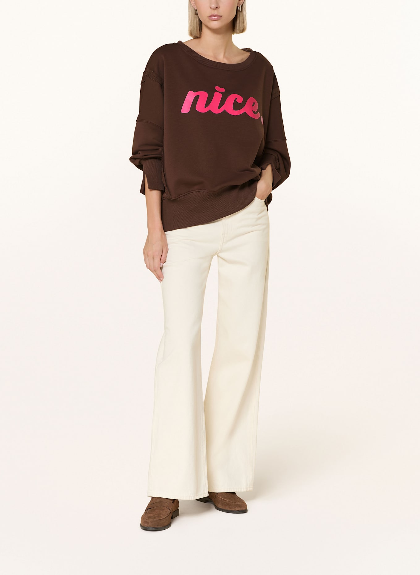miss goodlife Sweatshirt: DUNKELBRAUN / NEONPINK