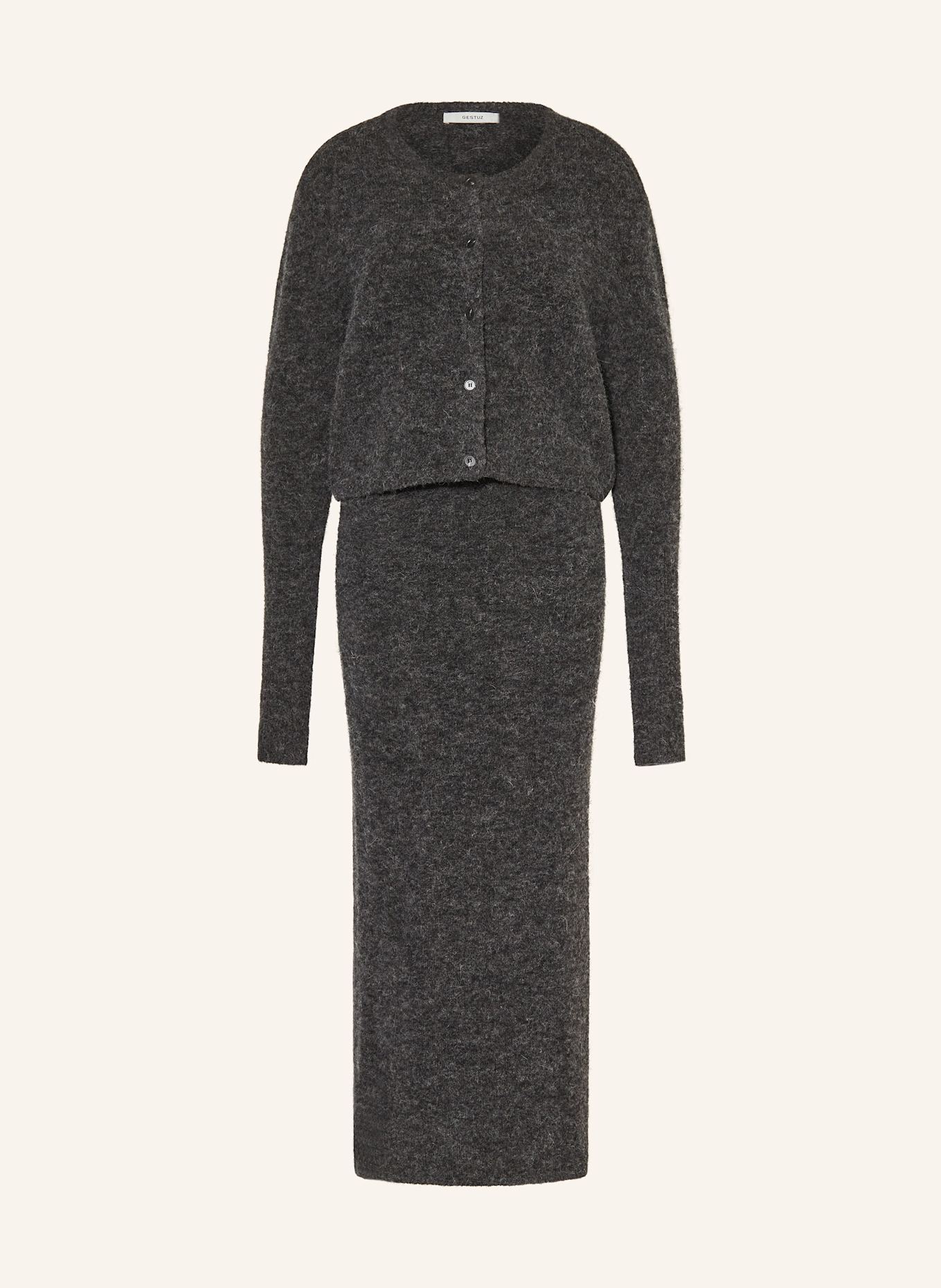 GESTUZ Set GZALPHA: Strickkleid und Strickjacke mit Alpaka: DUNKELGRAU