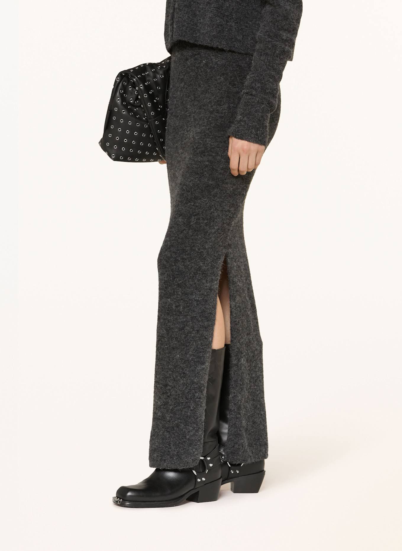 GESTUZ Set GZALPHA: Strickkleid und Strickjacke mit Alpaka: DUNKELGRAU