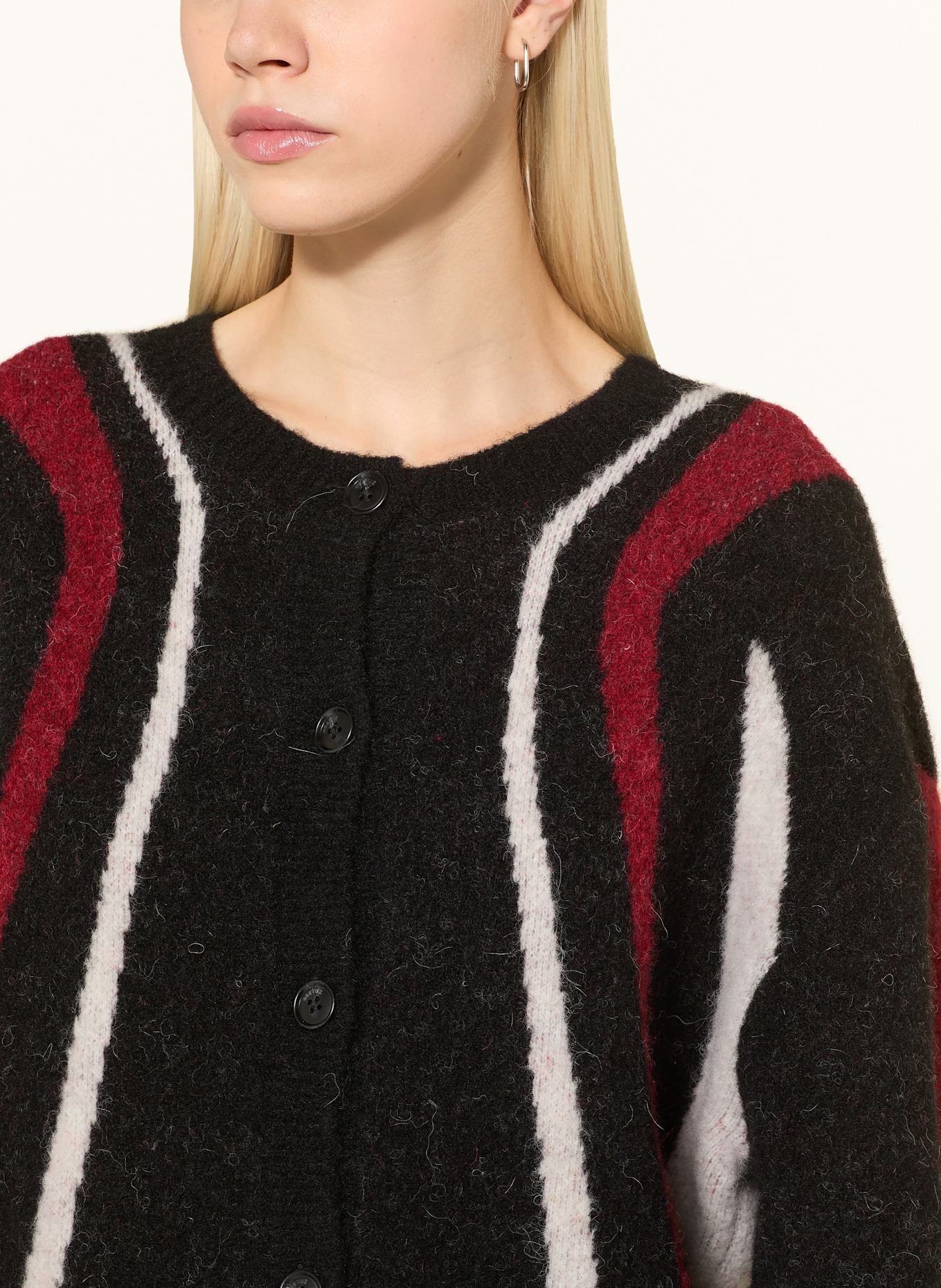 GESTUZ Strickjacke GZMAFI aus Alpaka: SCHWARZ / HELLGRAU / ROT