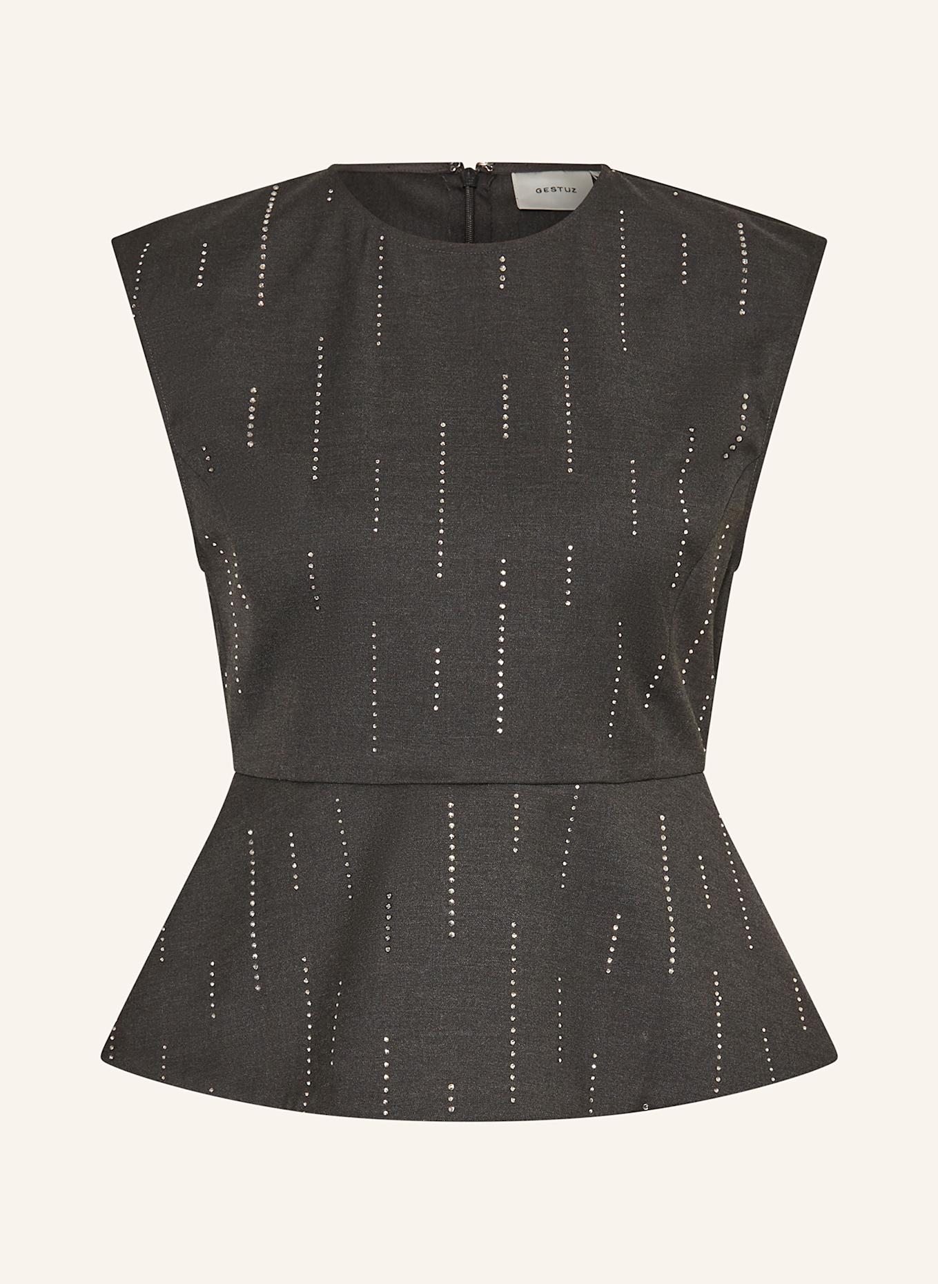 GESTUZ Top GZADIRA mit Schmucksteinen: DUNKELGRAU