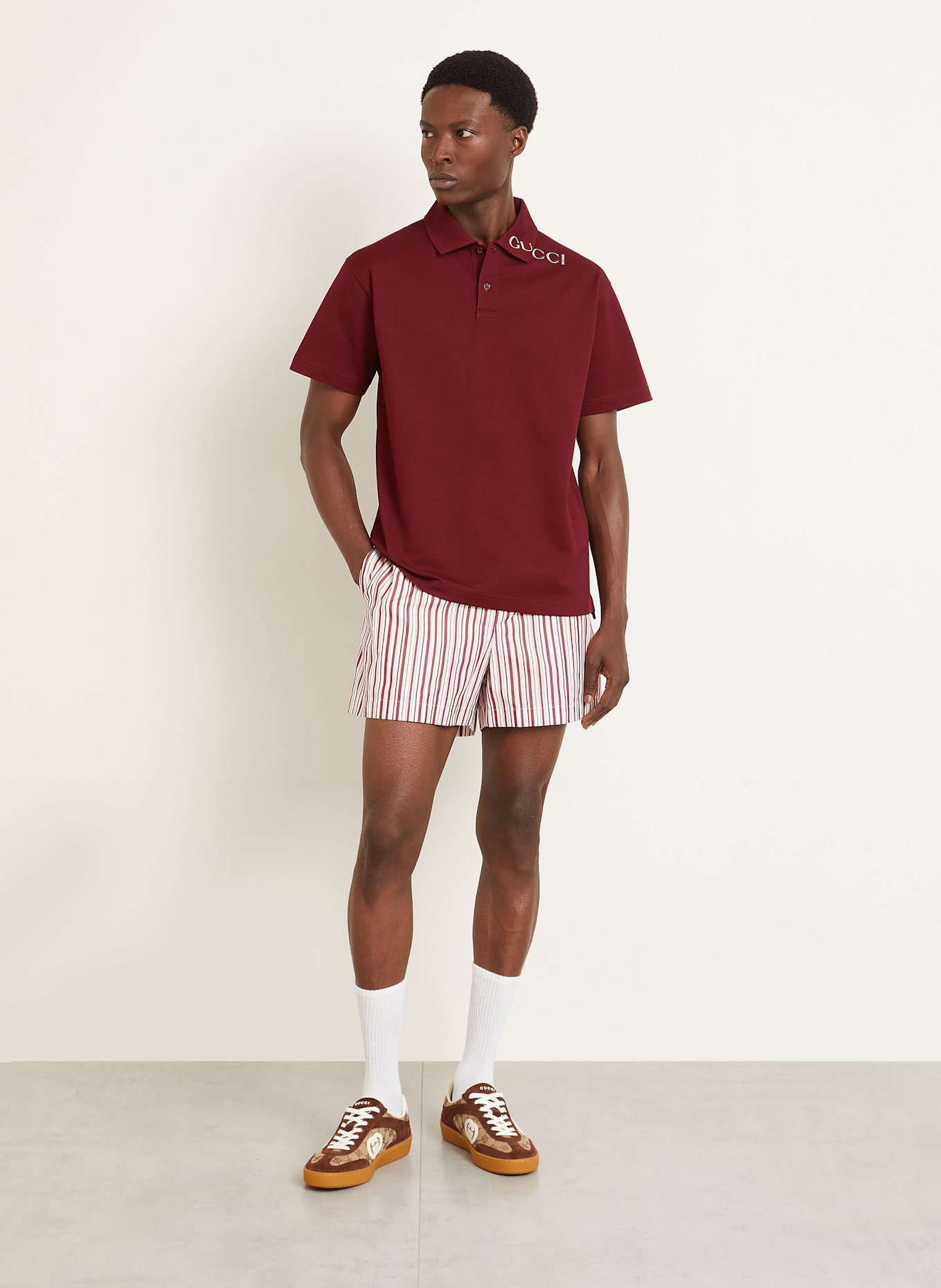 GUCCI Shorts: WEISS / DUNKELROT