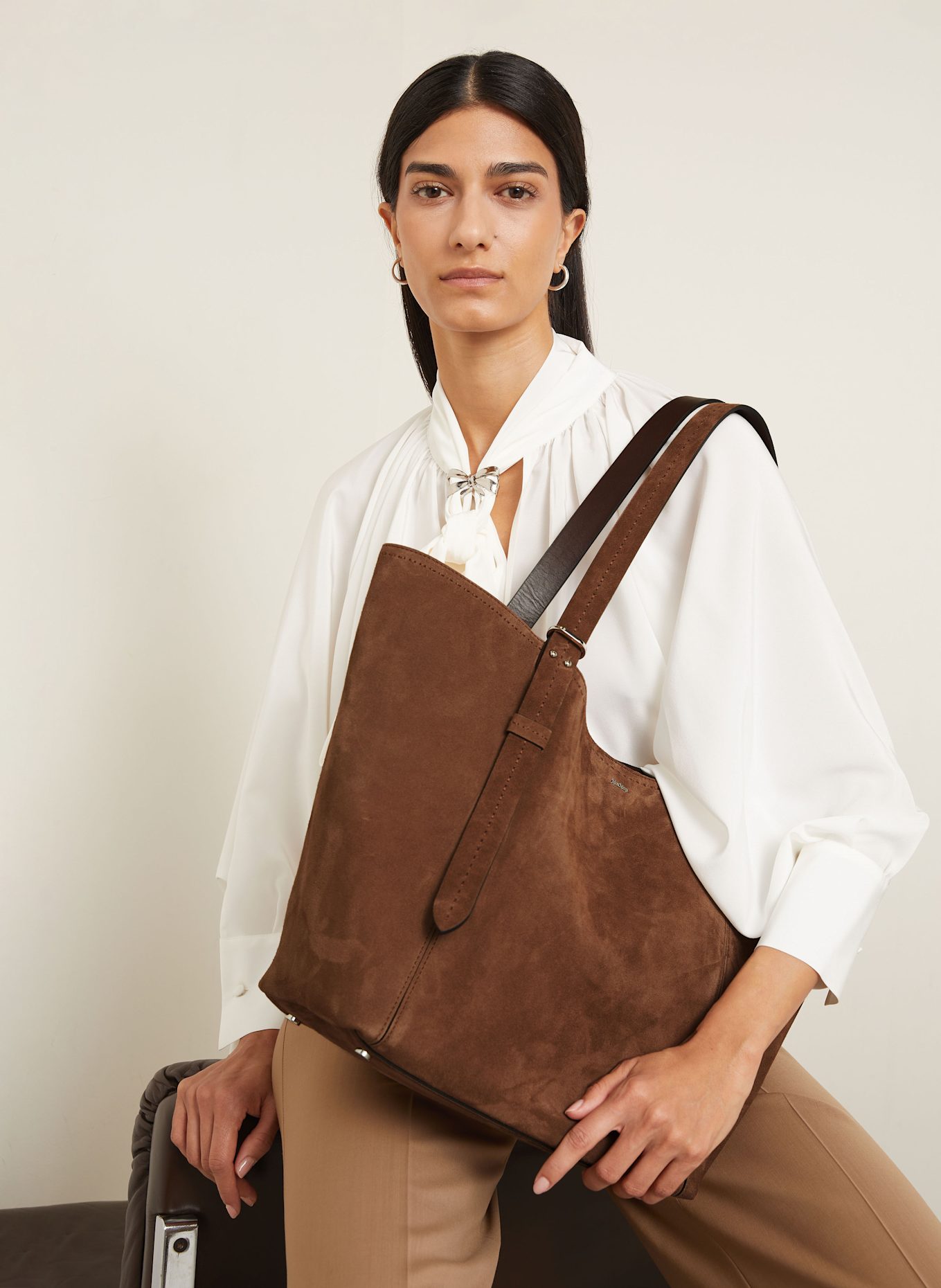 Max Mara Torba shopper z saszetką: BRĄZOWY