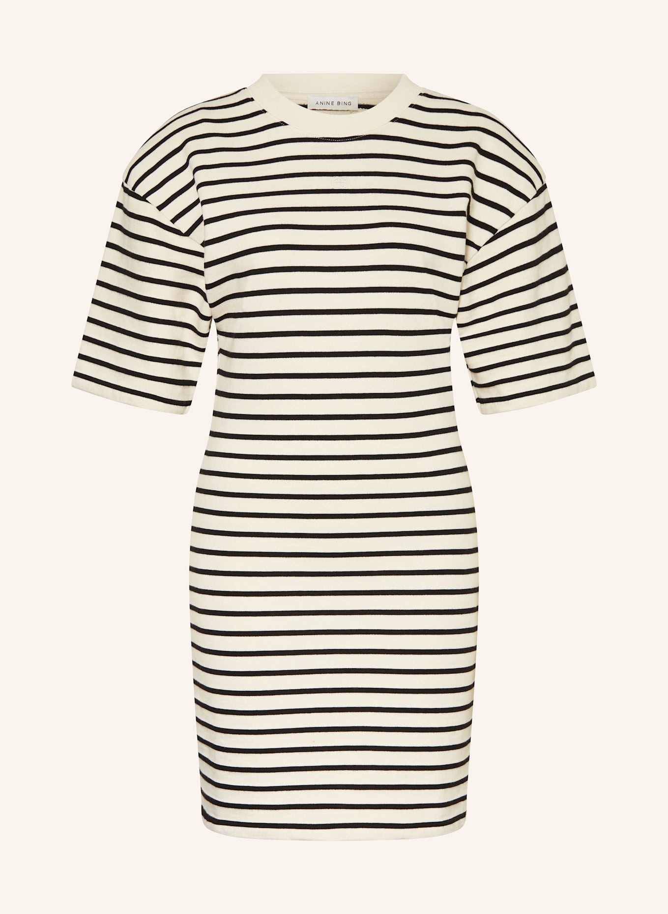ANINE BING Sweatkleid MONA mit 3/4-Arm: ECRU / SCHWARZ