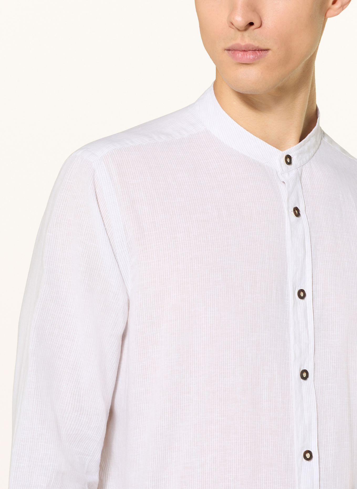 windsor. ALOIS slim fit shirt with linen: LIGHT GRAY/ WHITE