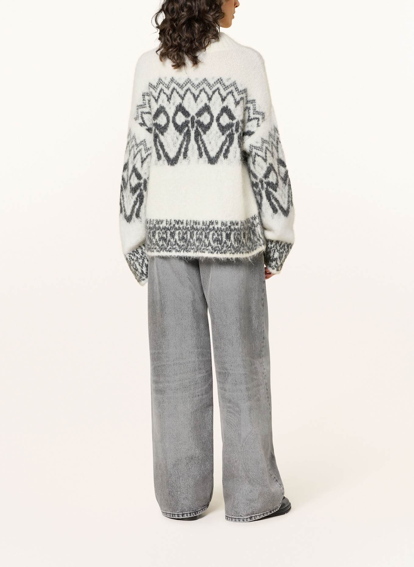 MRS & HUGS Sweater with alpaca: ECRU / DARK GRAY
