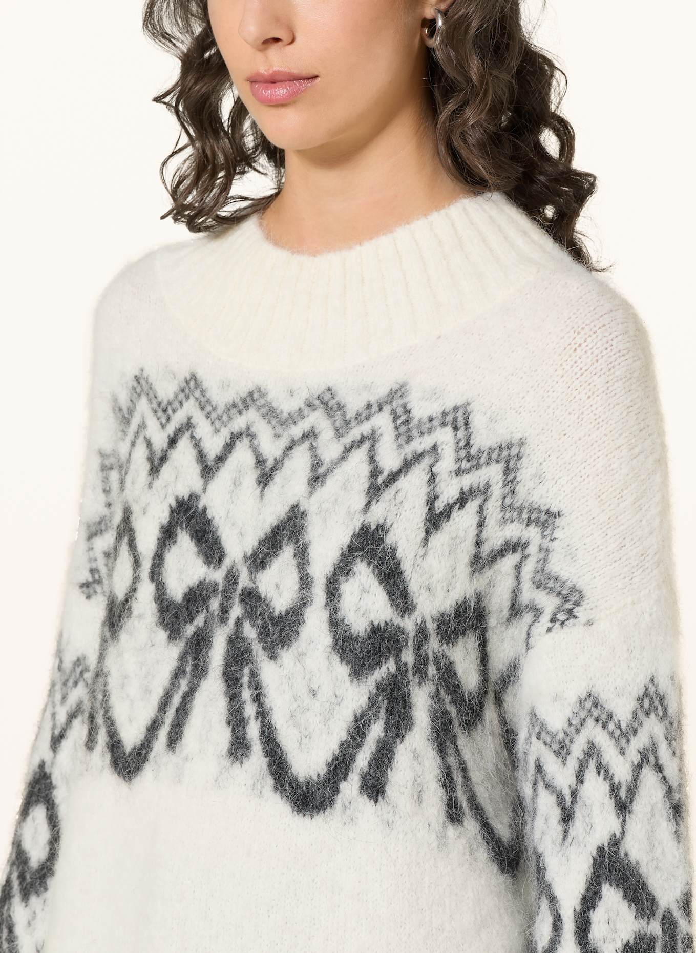 MRS & HUGS Sweater with alpaca: ECRU / DARK GRAY