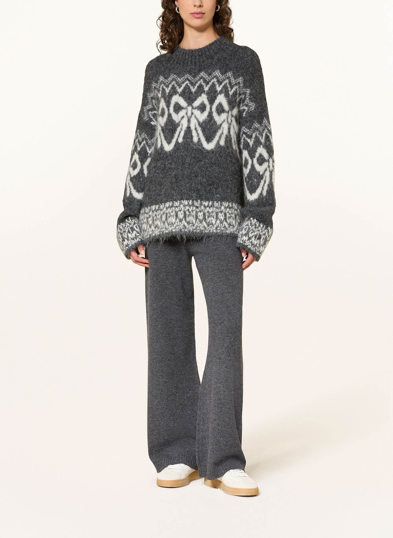 MRS & HUGS Pullover mit Alpaka: DUNKELGRAU / ECRU