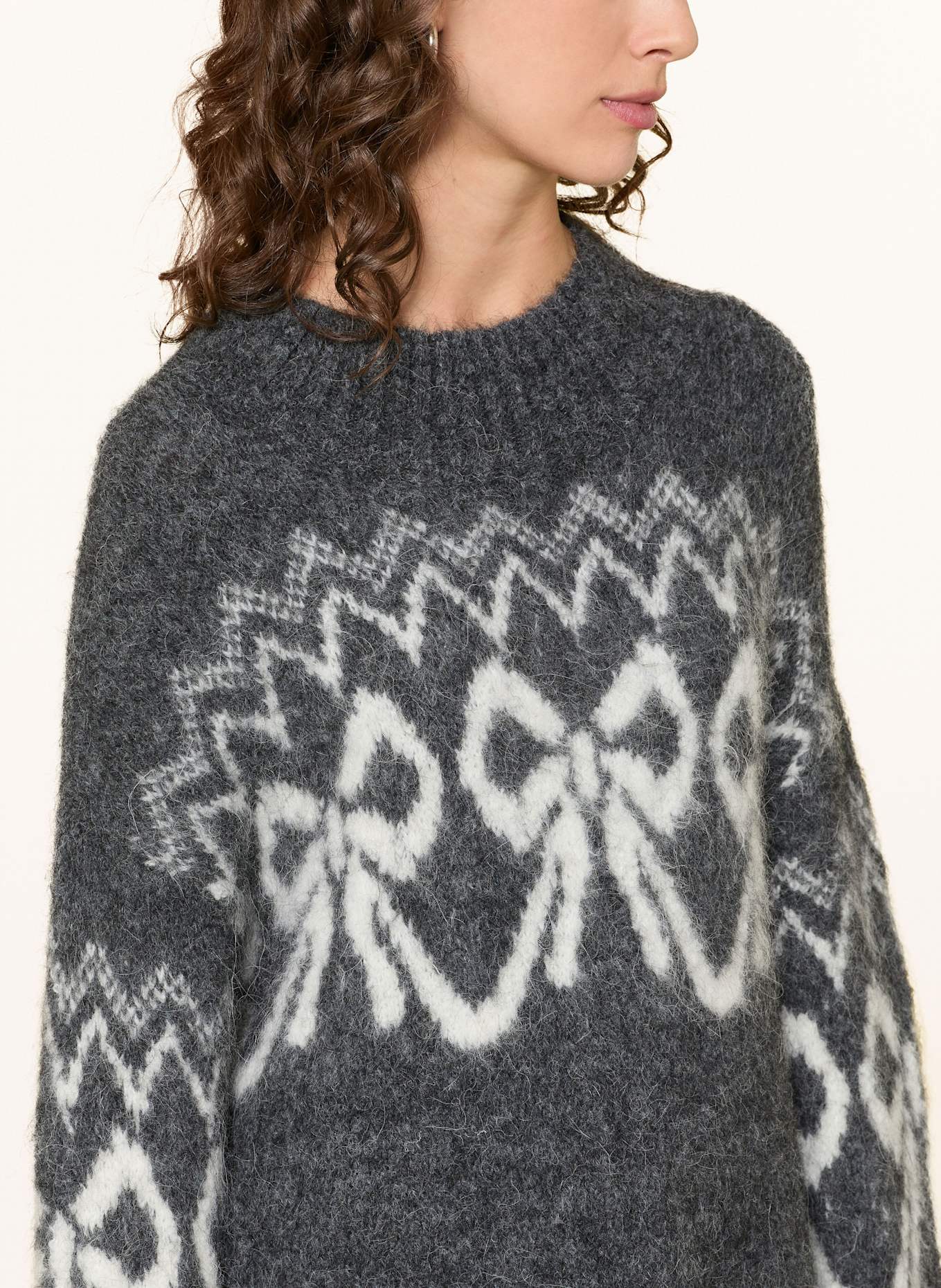 MRS & HUGS Pullover mit Alpaka: DUNKELGRAU / ECRU